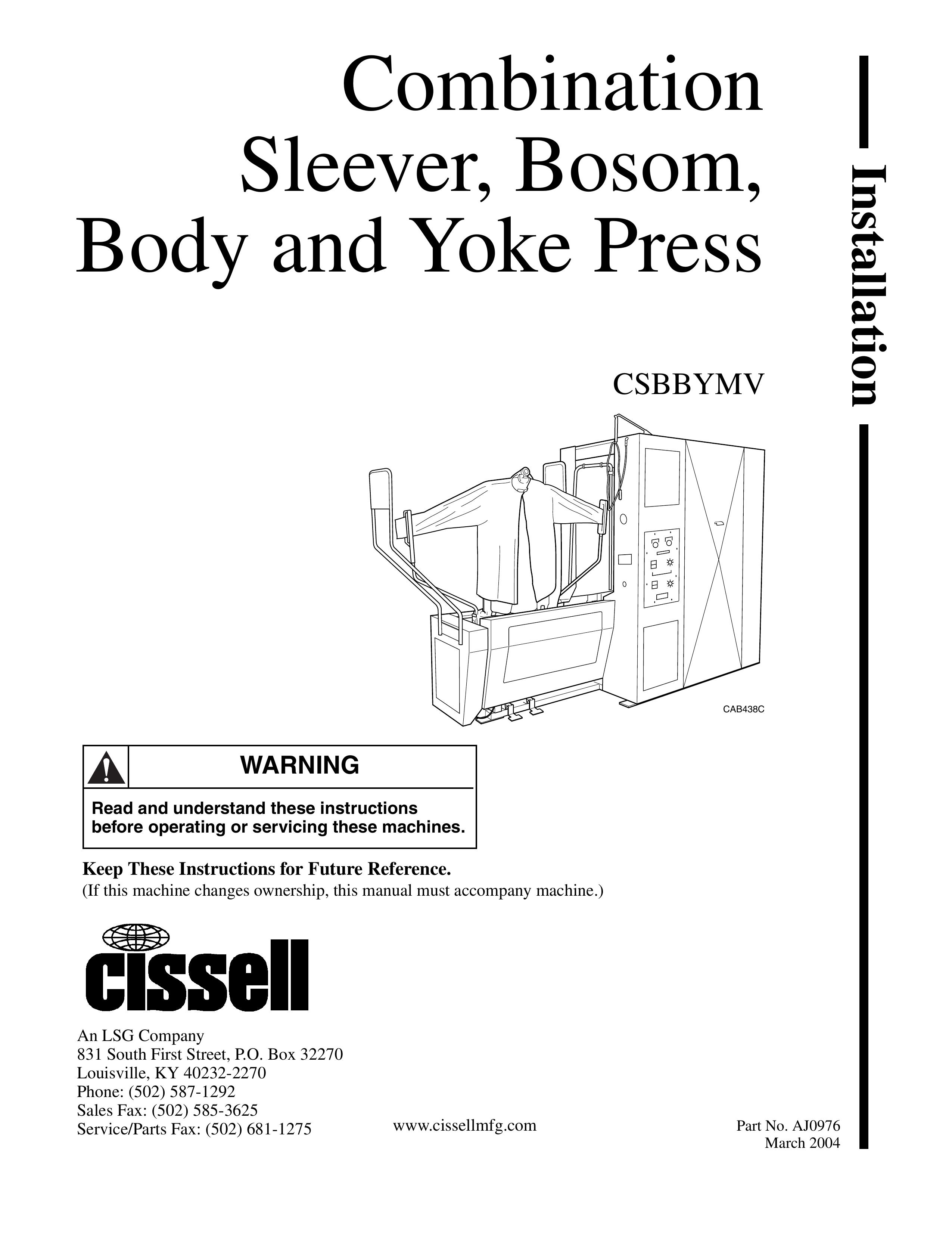 Cissell CSBBYMV Clothes Dryer User Manual