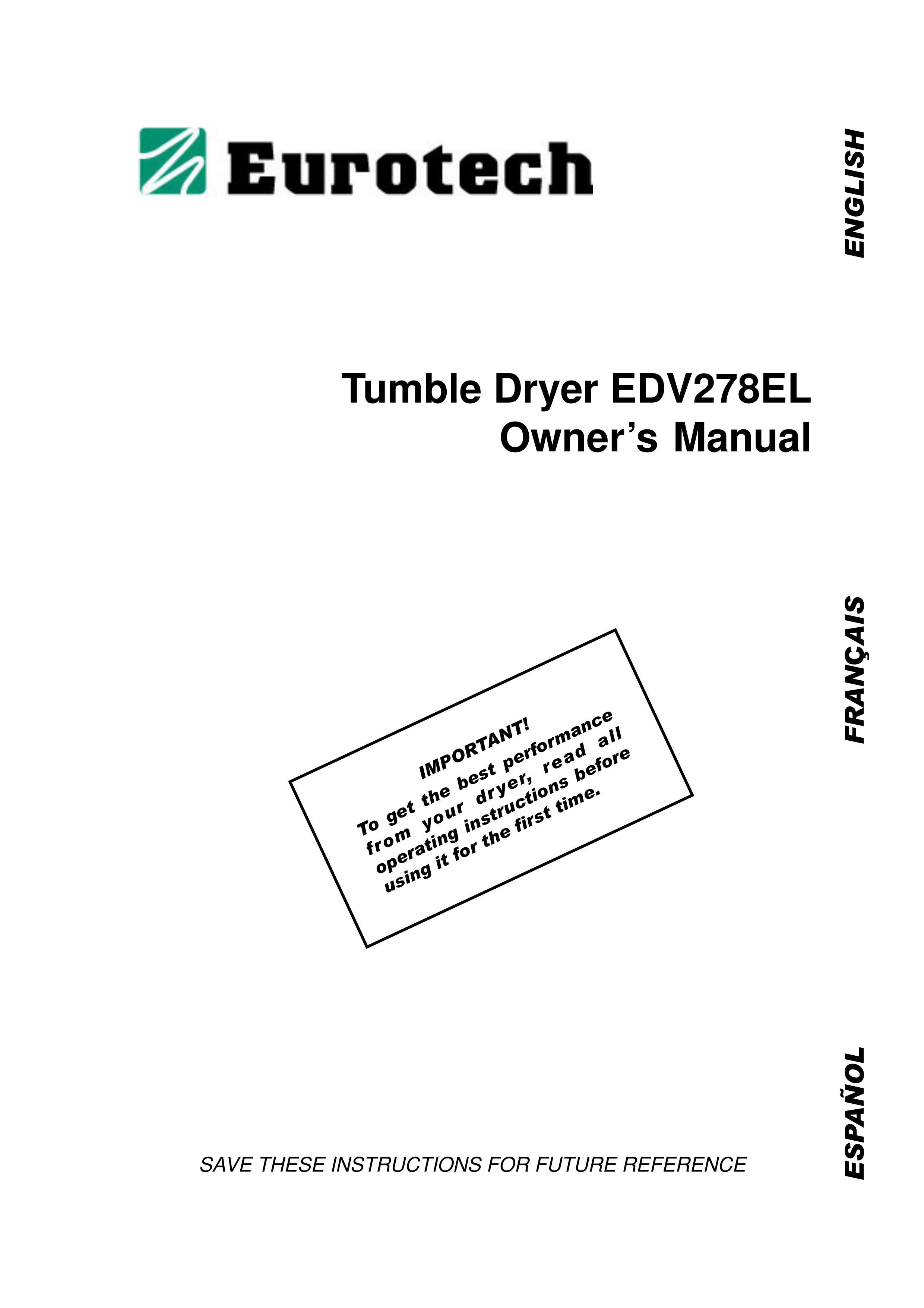 Eurotech Appliances EDV278EL Clothes Dryer User Manual
