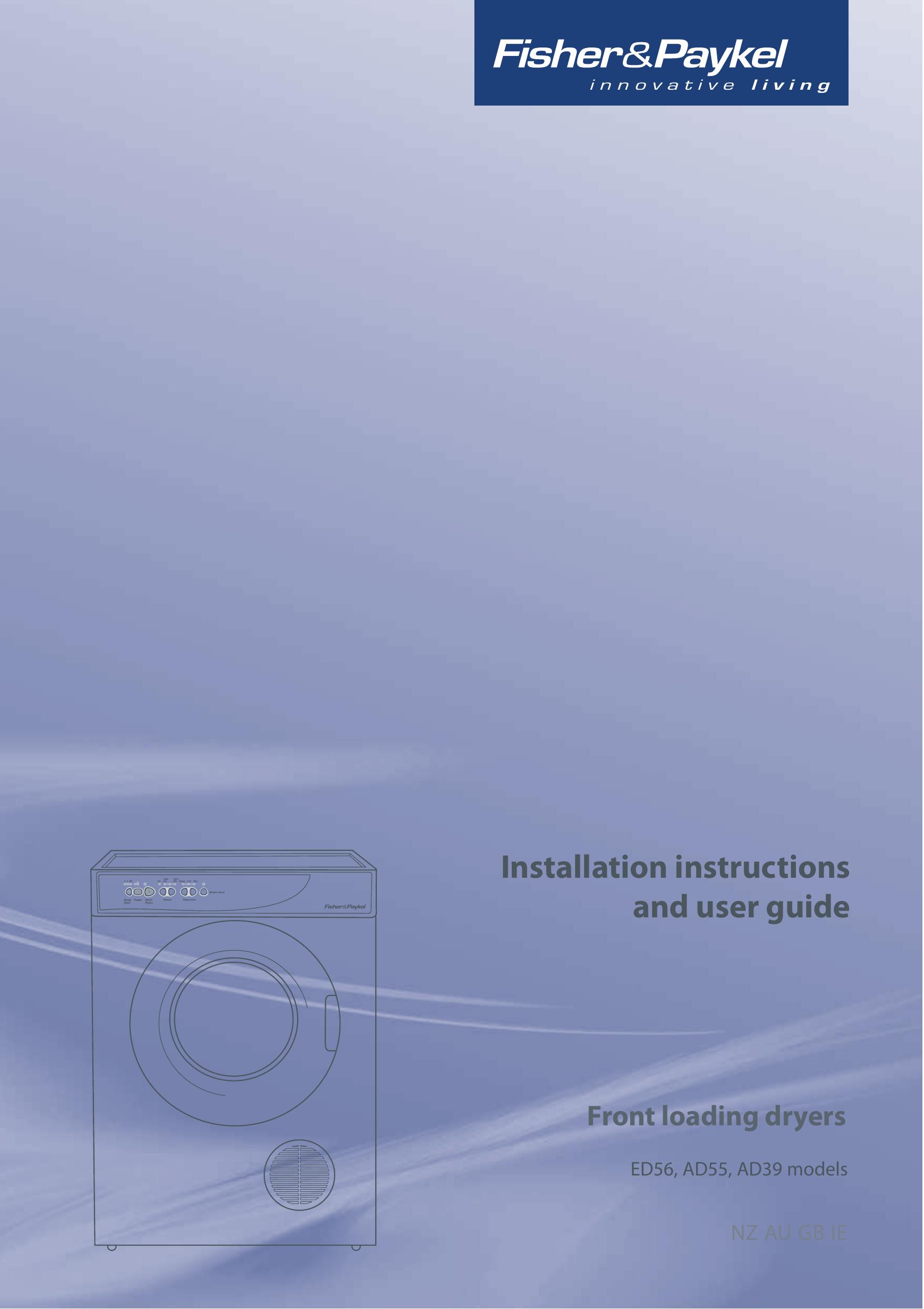 Fisher & Paykel AD39 Clothes Dryer User Manual