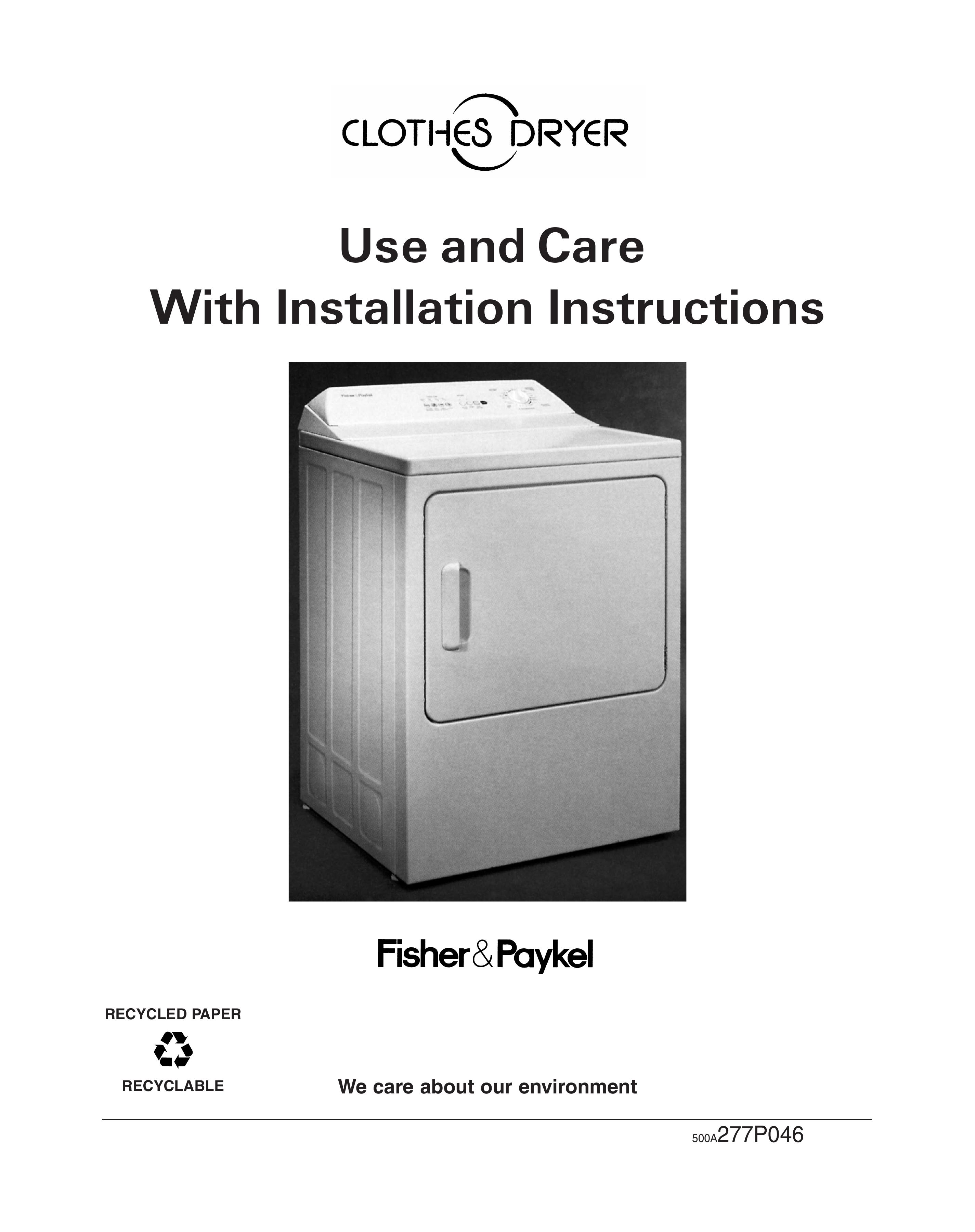 Fisher & Paykel DE08 Clothes Dryer User Manual