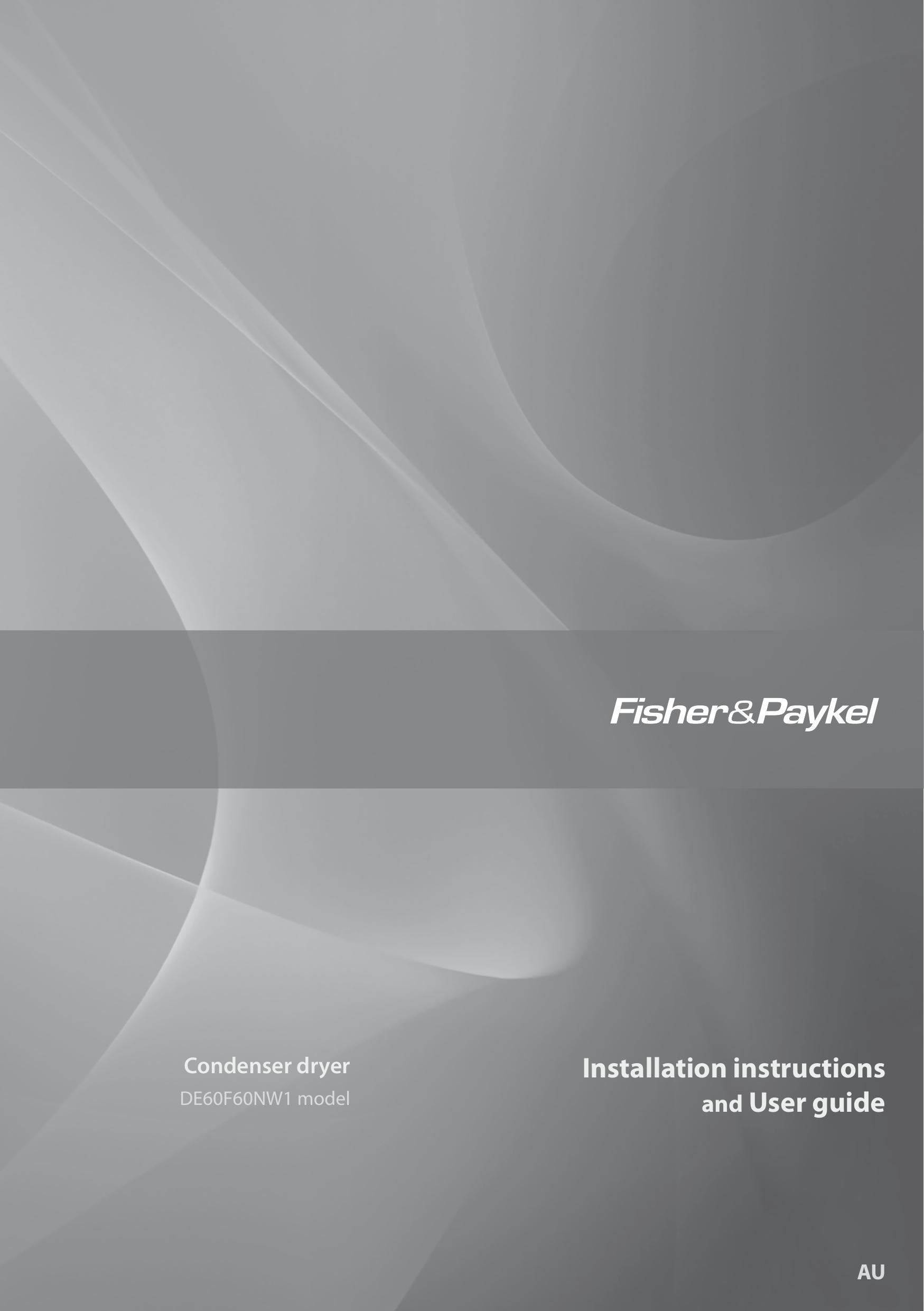 Fisher & Paykel DE60F60NW1 Clothes Dryer User Manual