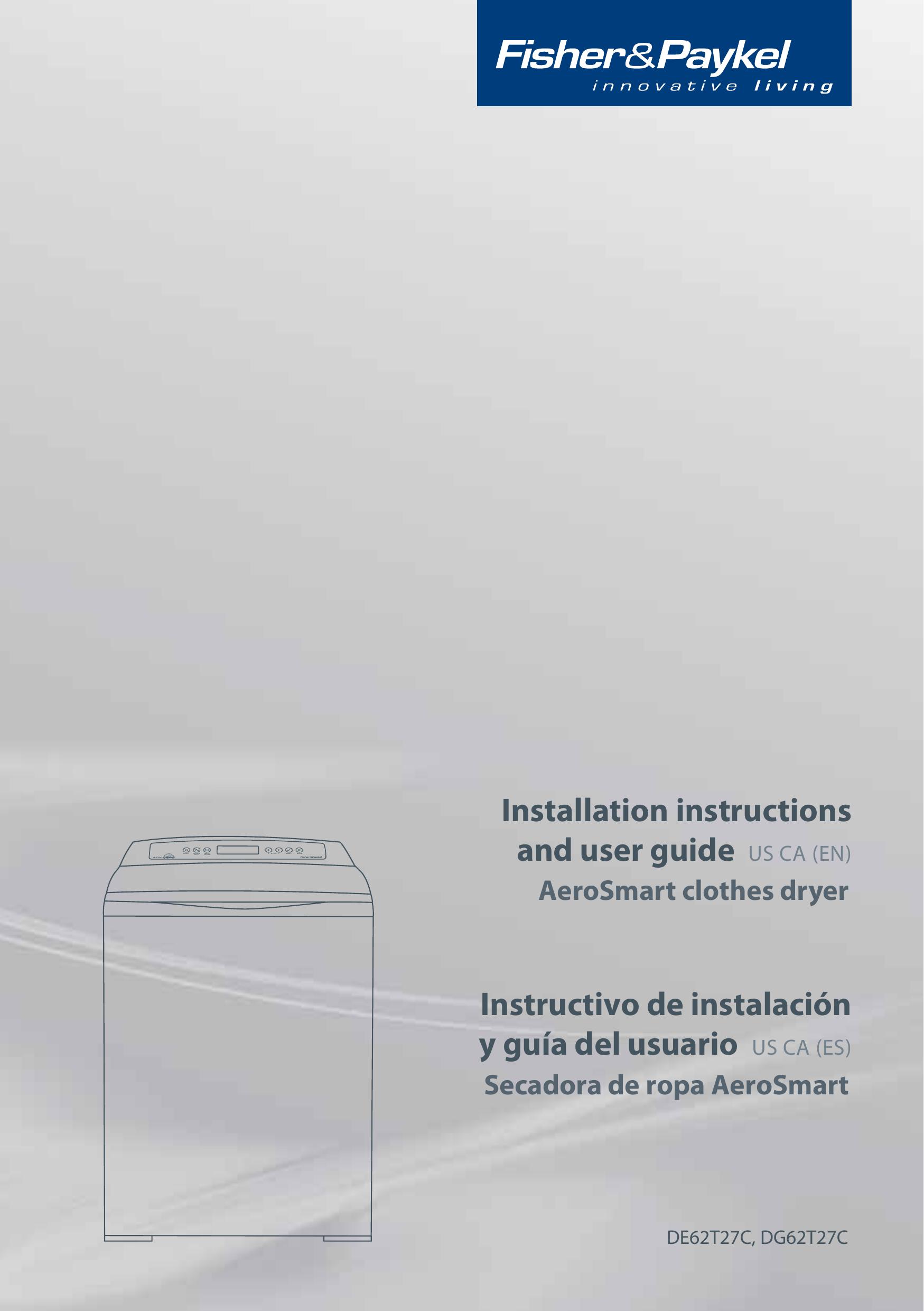 Fisher & Paykel DE62T27C Clothes Dryer User Manual