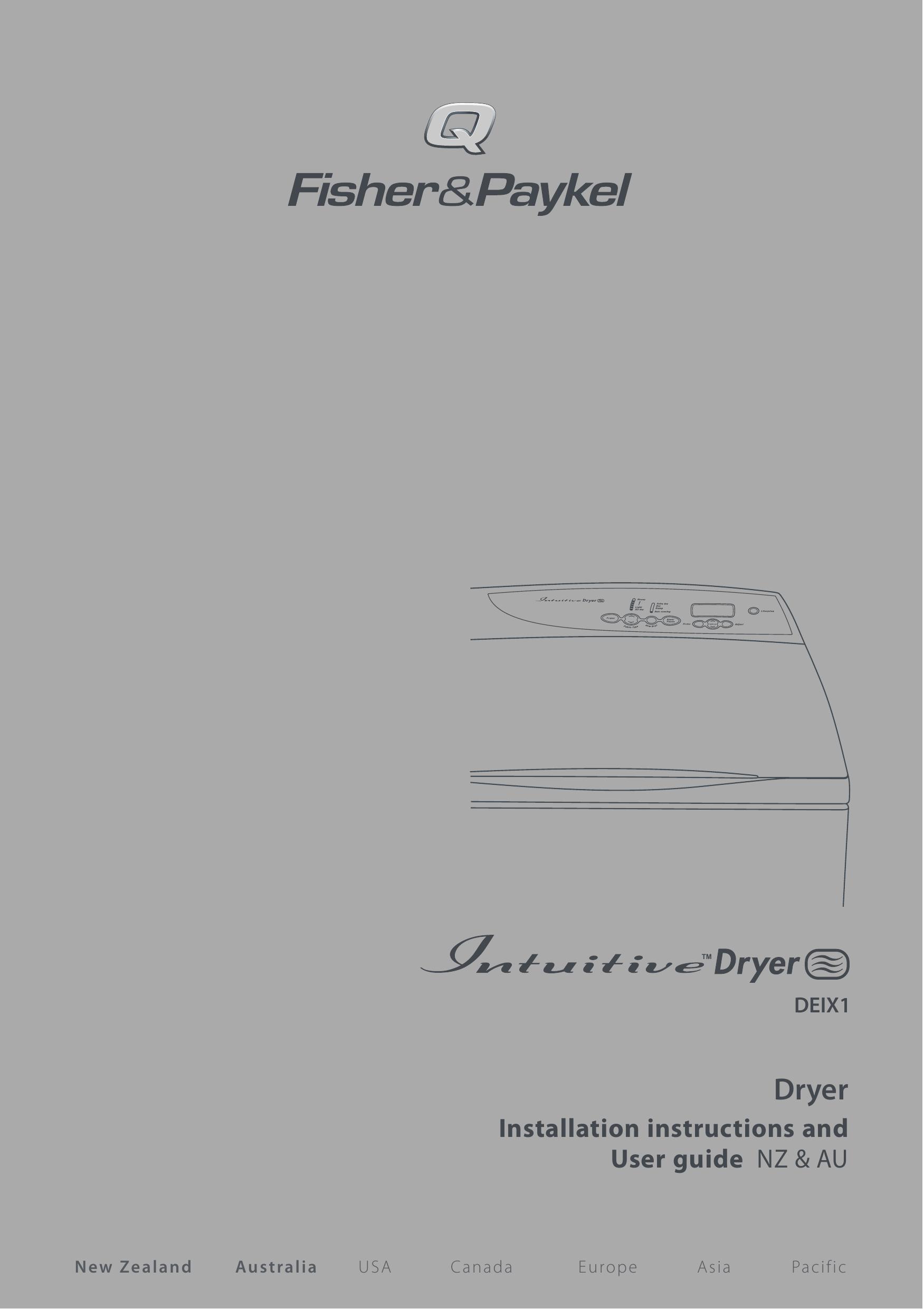 Fisher & Paykel DEIX1 Clothes Dryer User Manual