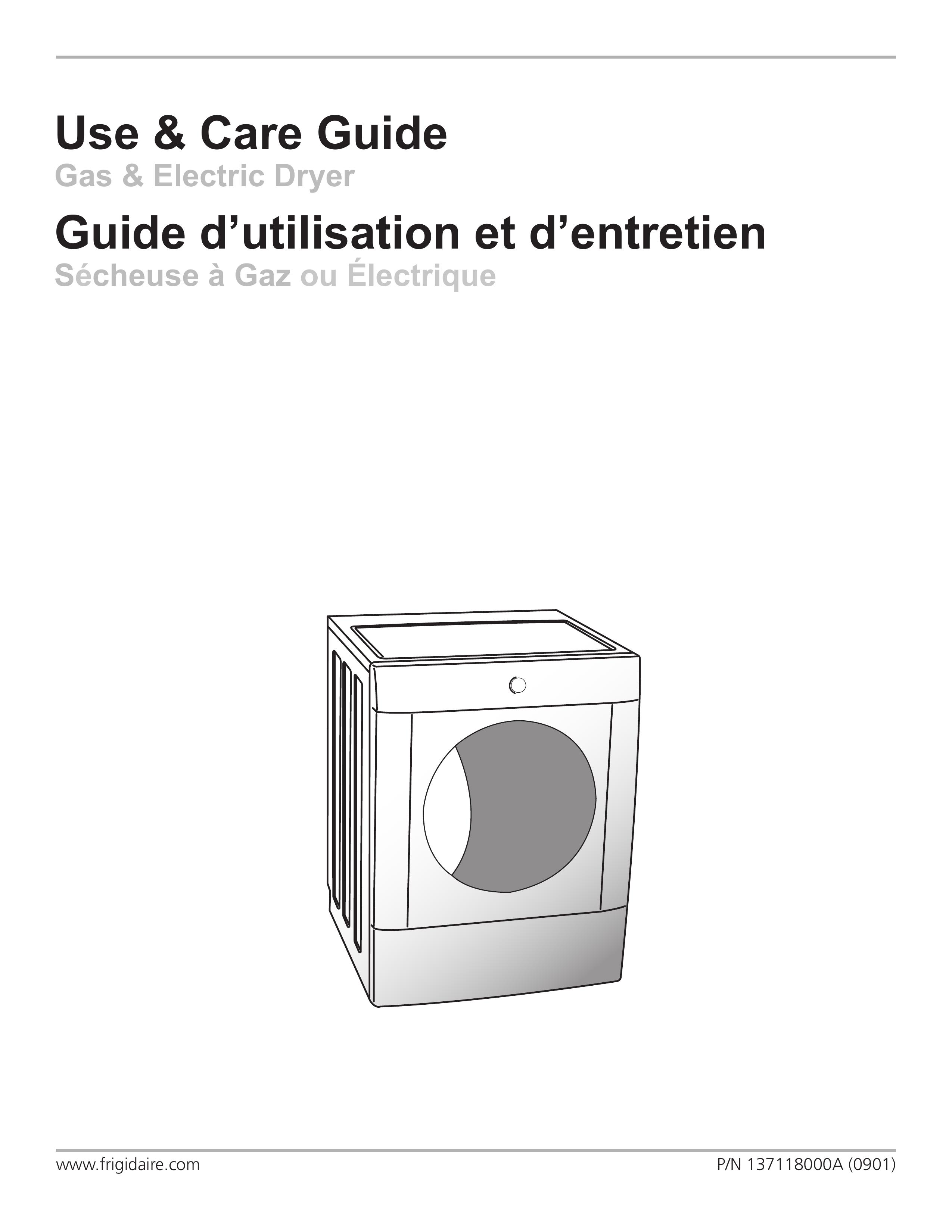 Frigidaire 137118000A Clothes Dryer User Manual