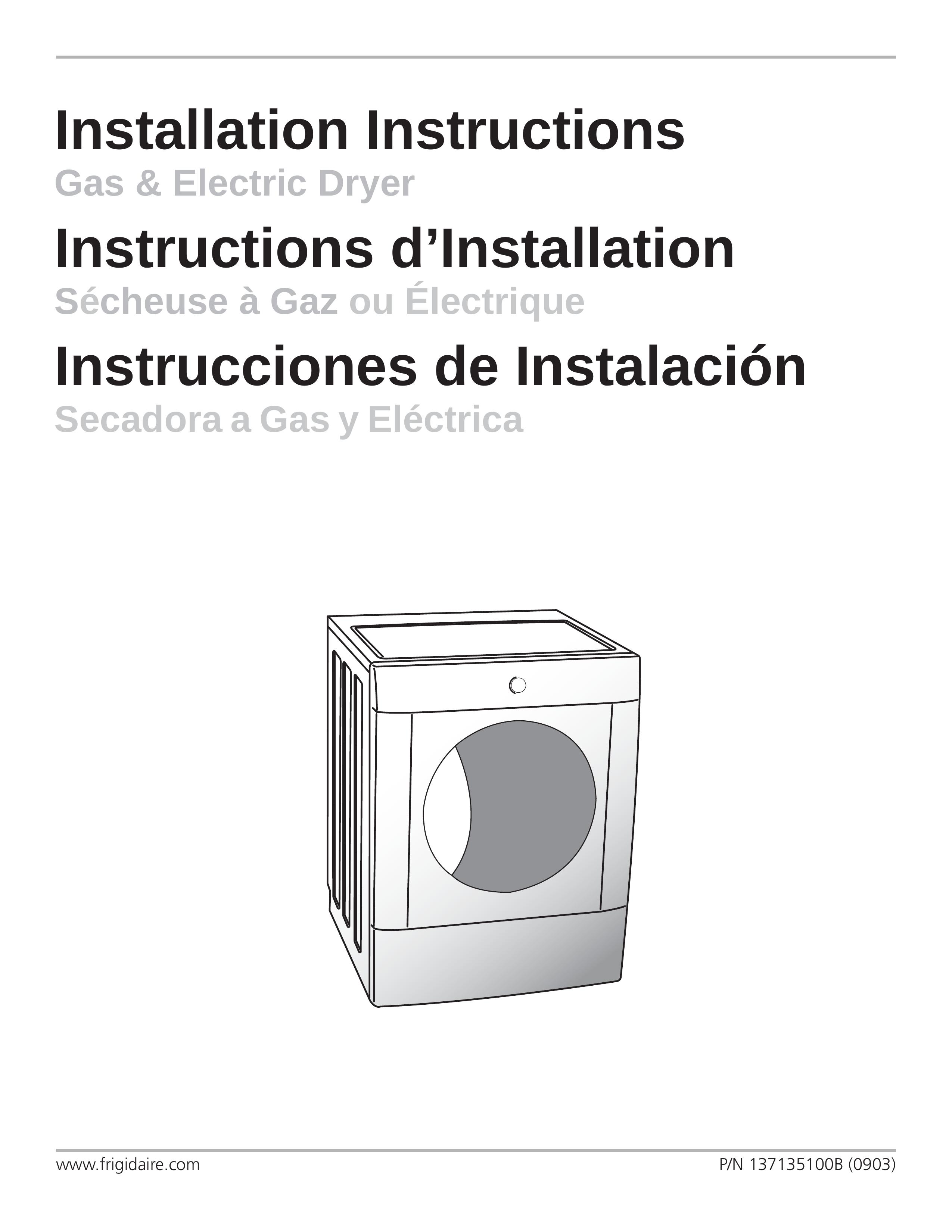 Frigidaire 137135100B Clothes Dryer User Manual