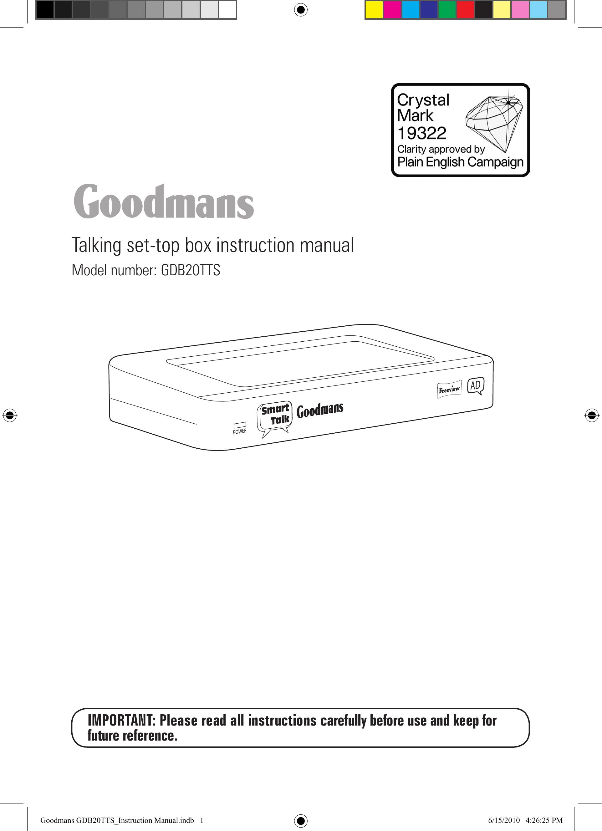 Goodmans GDB20TTS Clothes Dryer User Manual