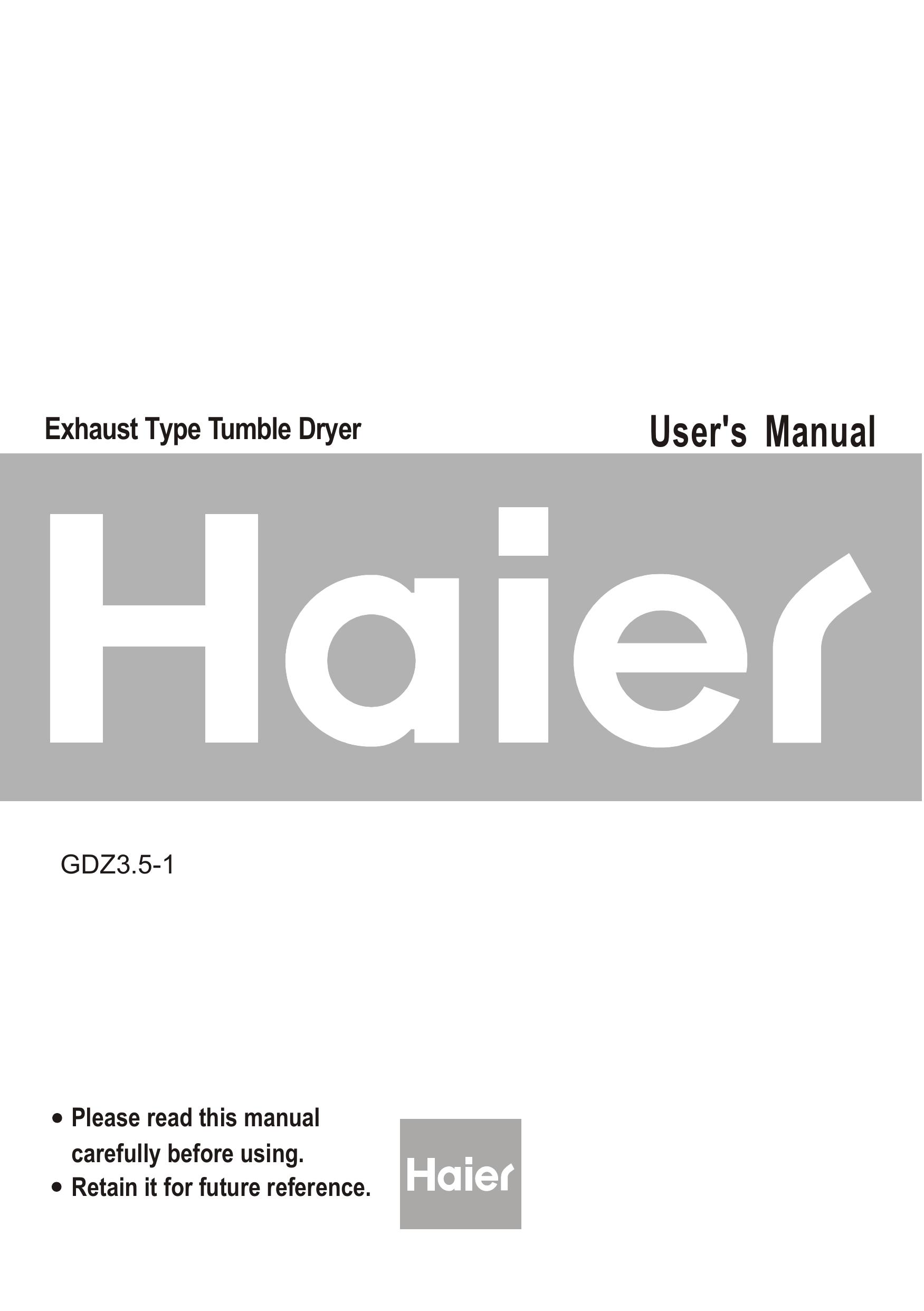 Haier GDZ3.5-1 Clothes Dryer User Manual