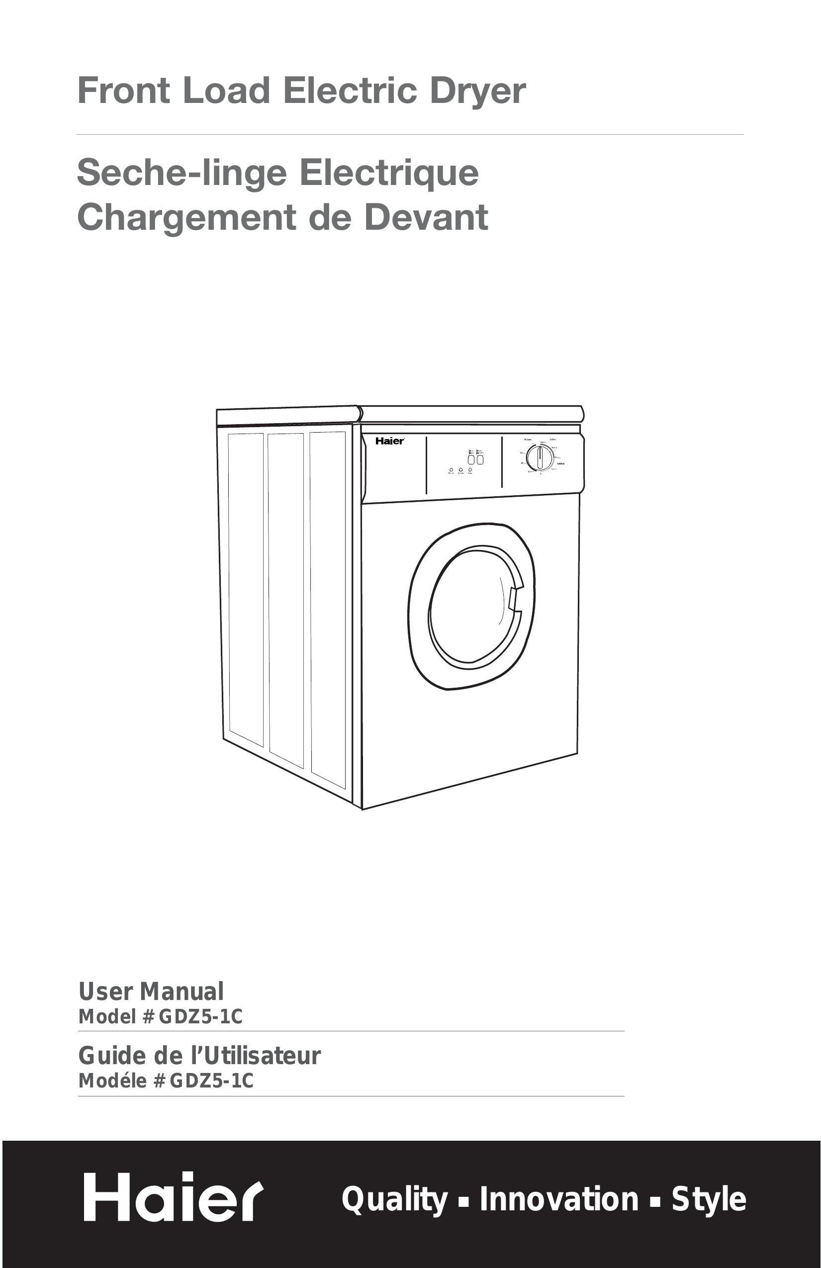 Haier GDZ5-1C Clothes Dryer User Manual