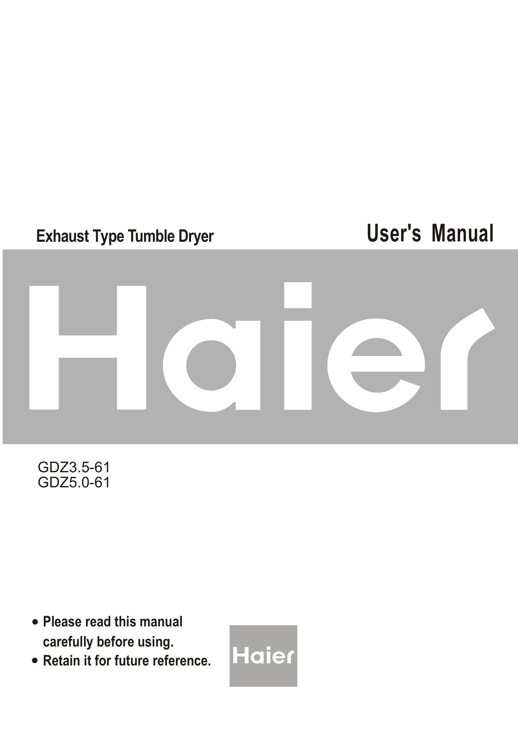 Haier GDZ5.0-61 Clothes Dryer User Manual