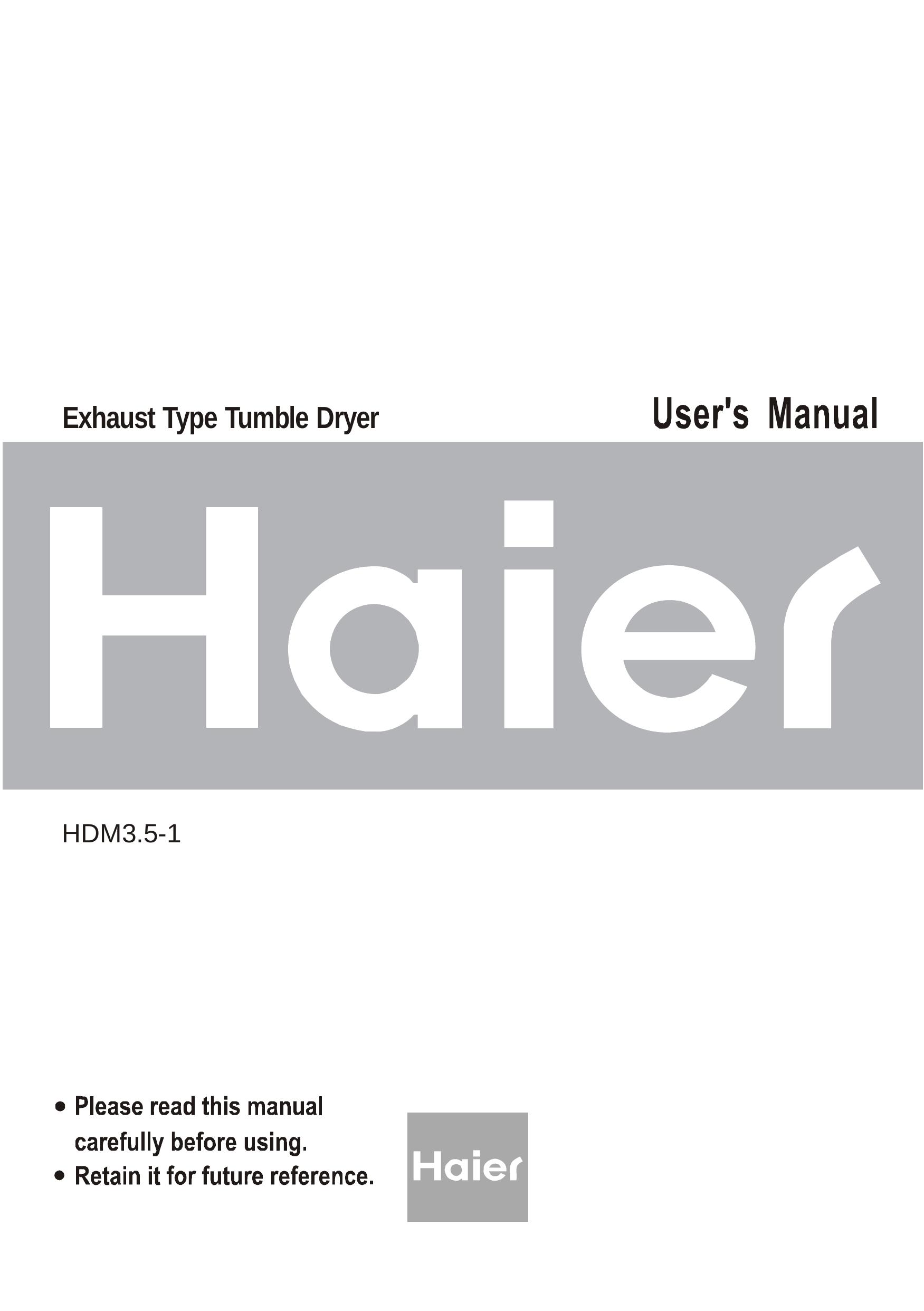 Haier HDM3.5-1 Clothes Dryer User Manual