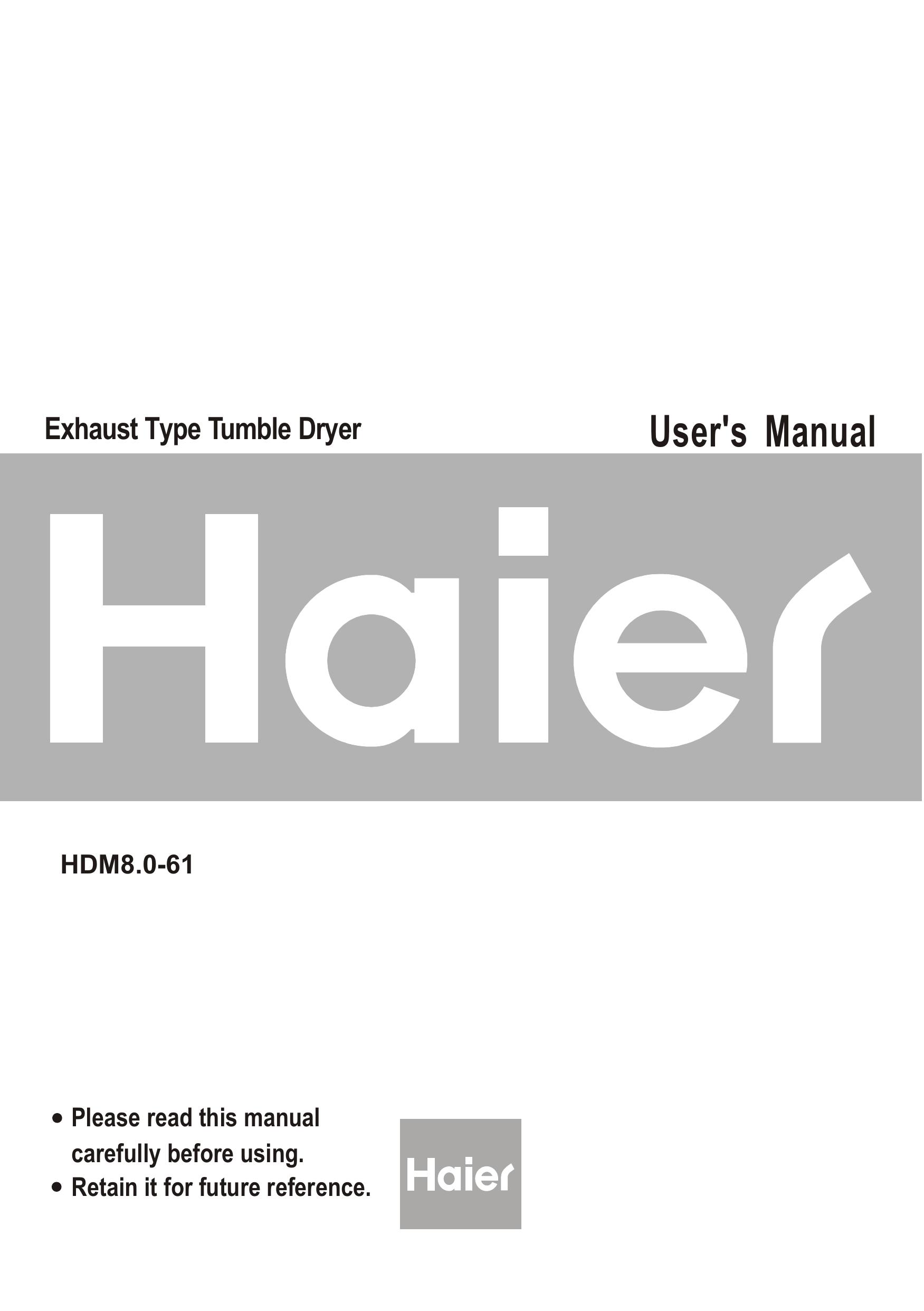 Haier HDM8.0-61 Clothes Dryer User Manual