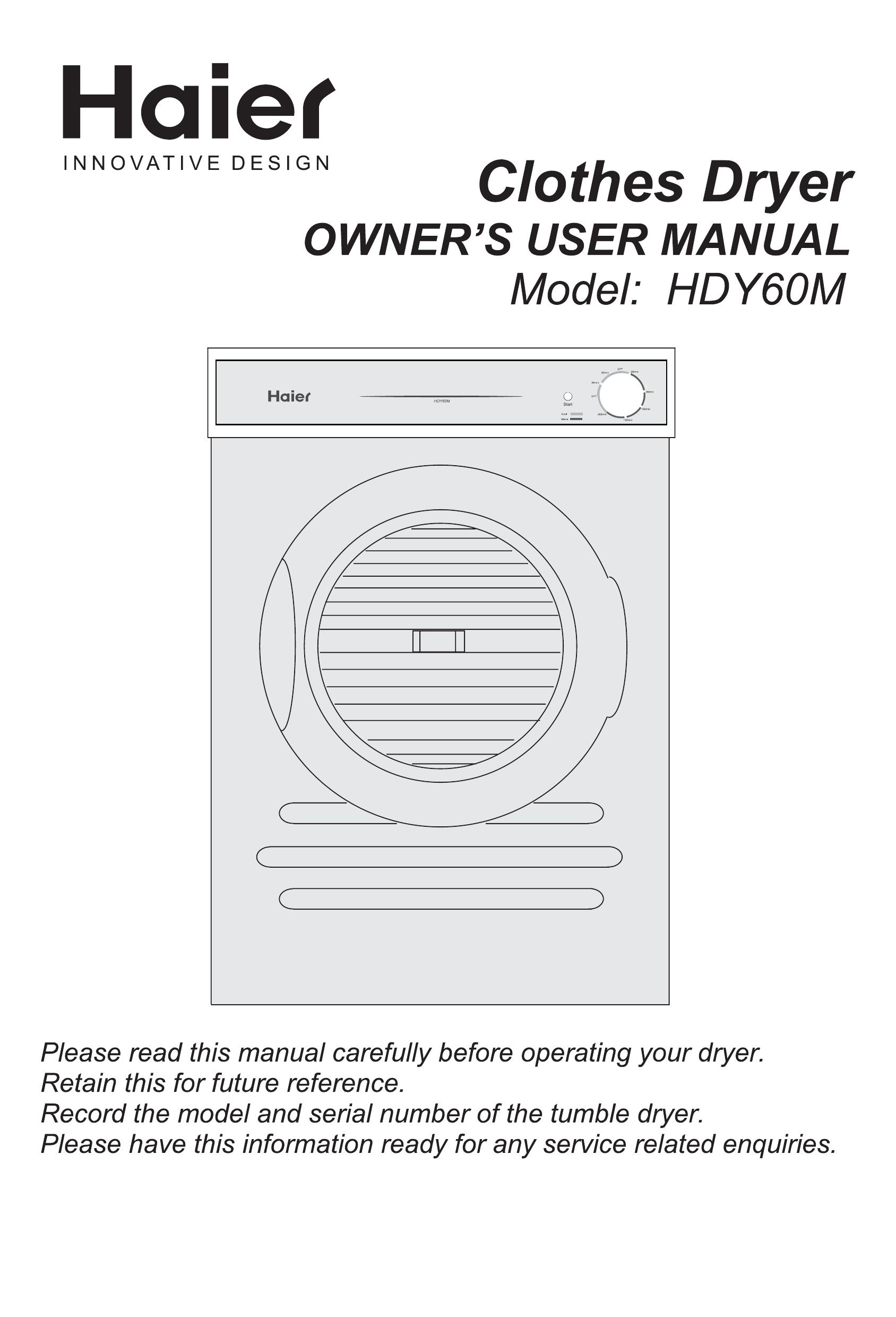 Haier HDY60M Clothes Dryer User Manual