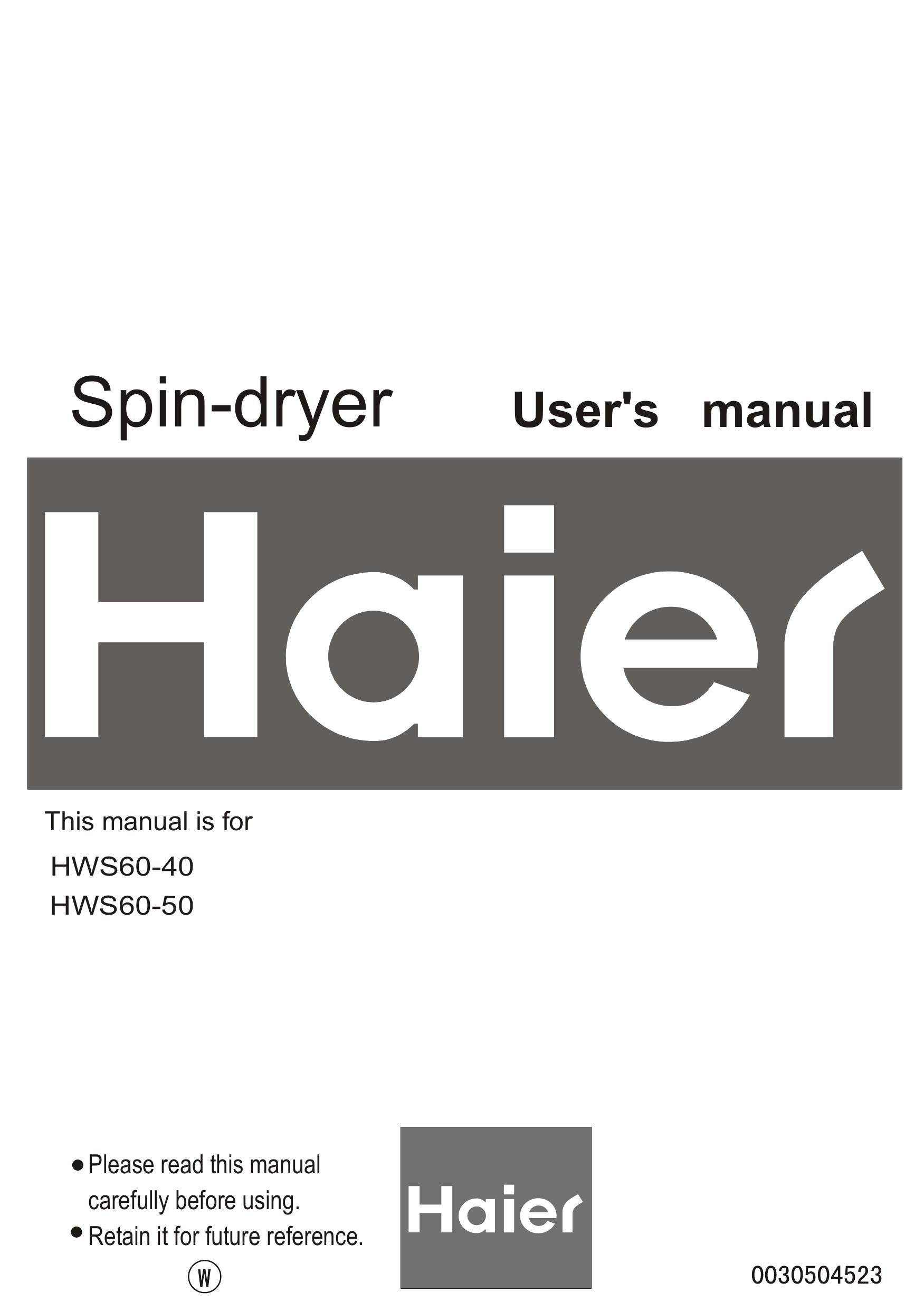 Haier HWS60-40 Clothes Dryer User Manual