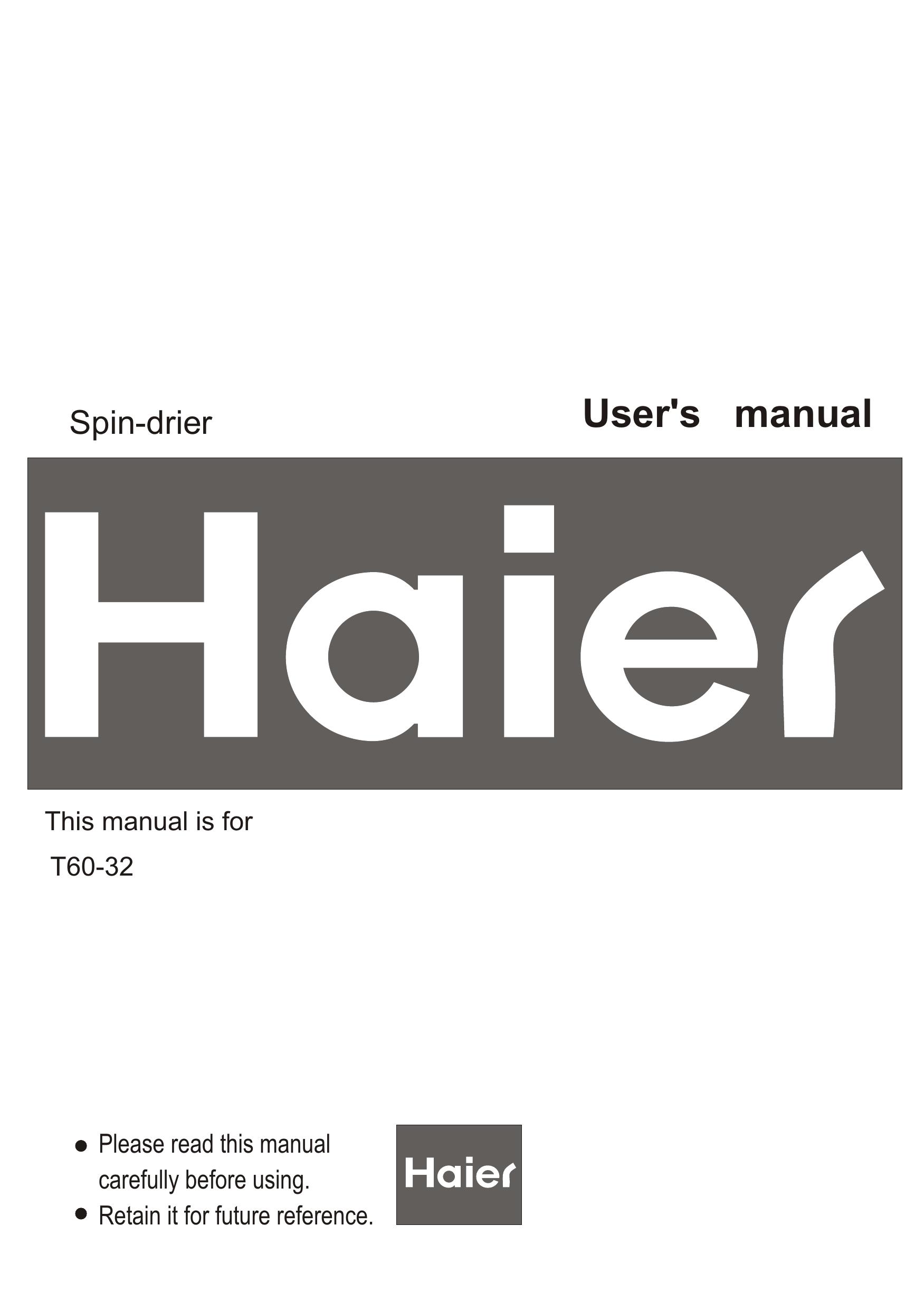 Haier T60-32 Clothes Dryer User Manual