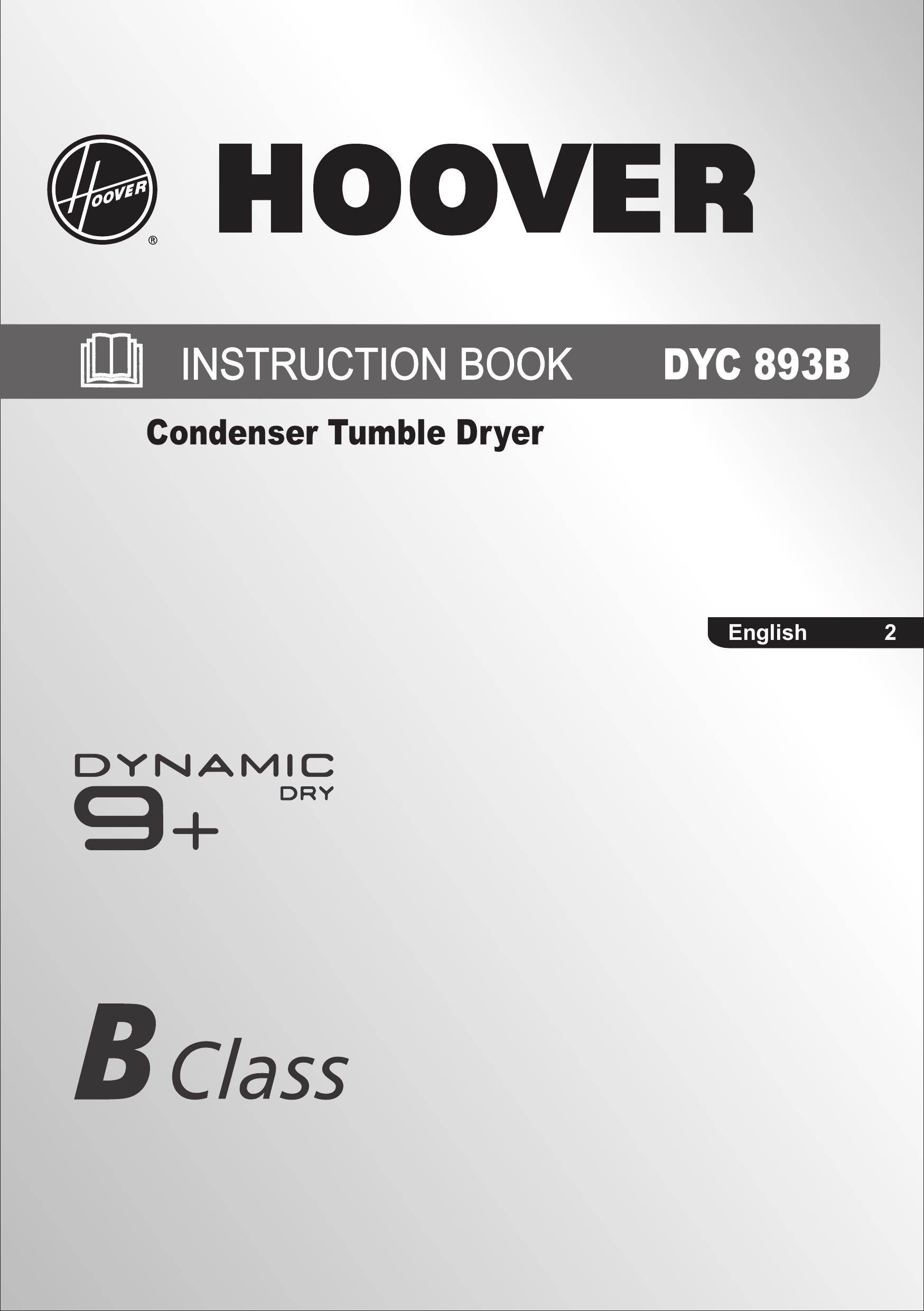 Hoover DYC 893B Clothes Dryer User Manual