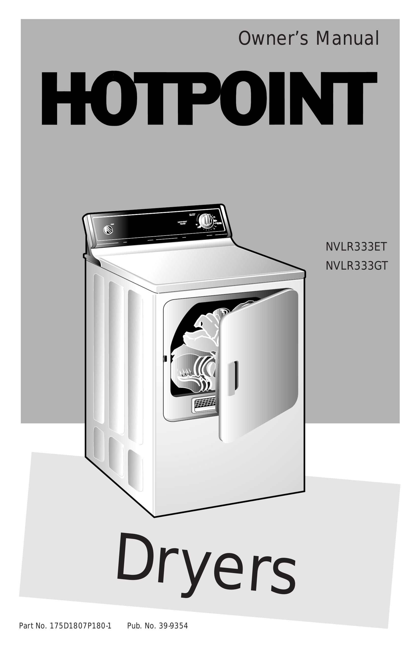 Hotpoint NVLR333ET Clothes Dryer User Manual