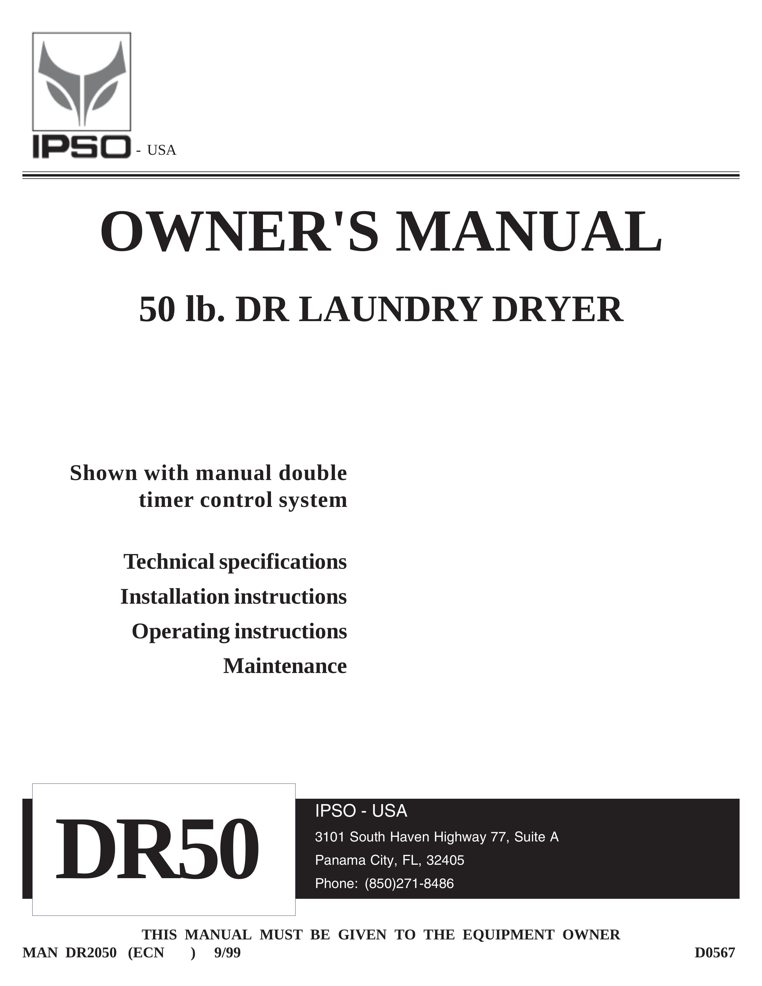 IPSO DR50 Clothes Dryer User Manual