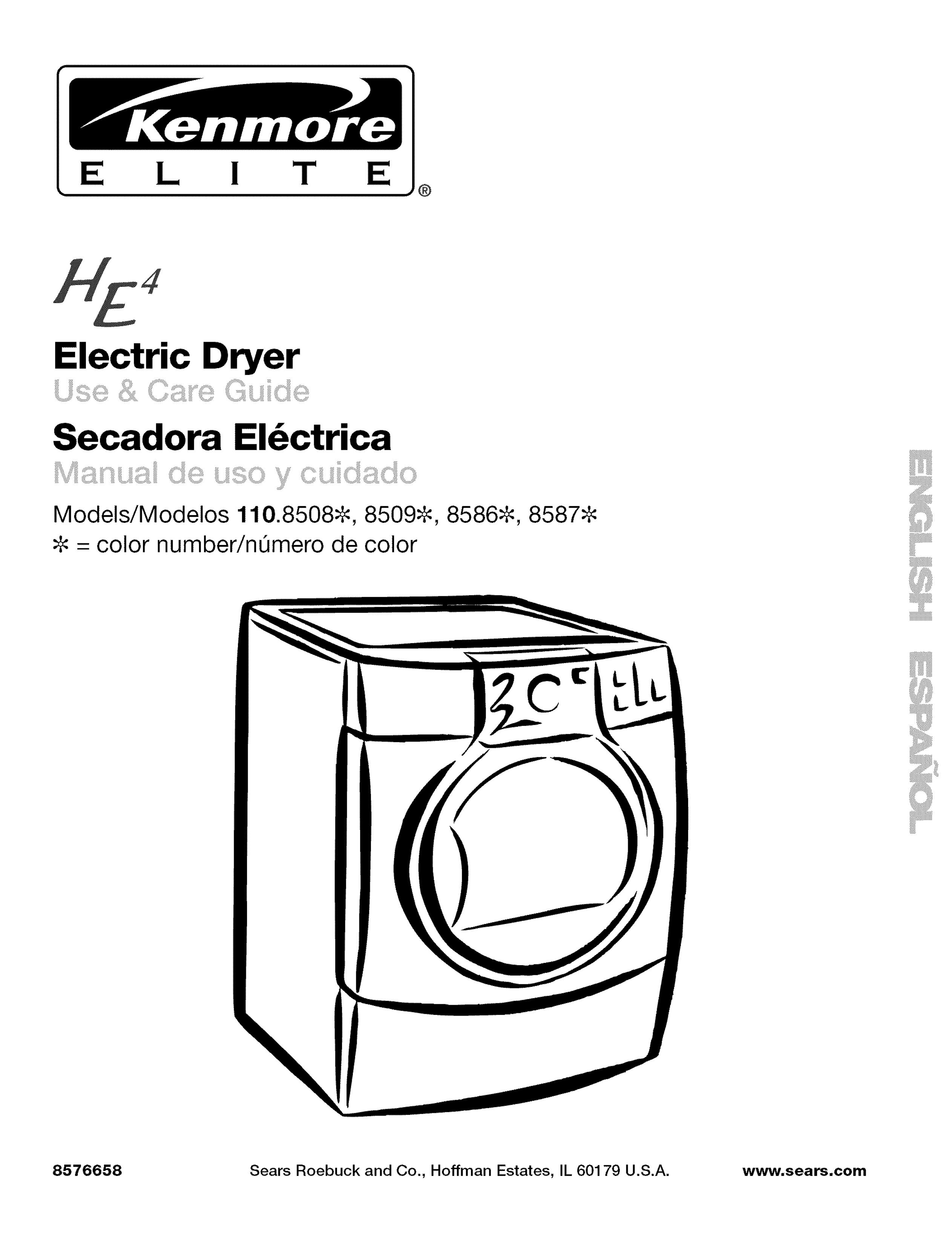 Kenmore 110.8509# Clothes Dryer User Manual