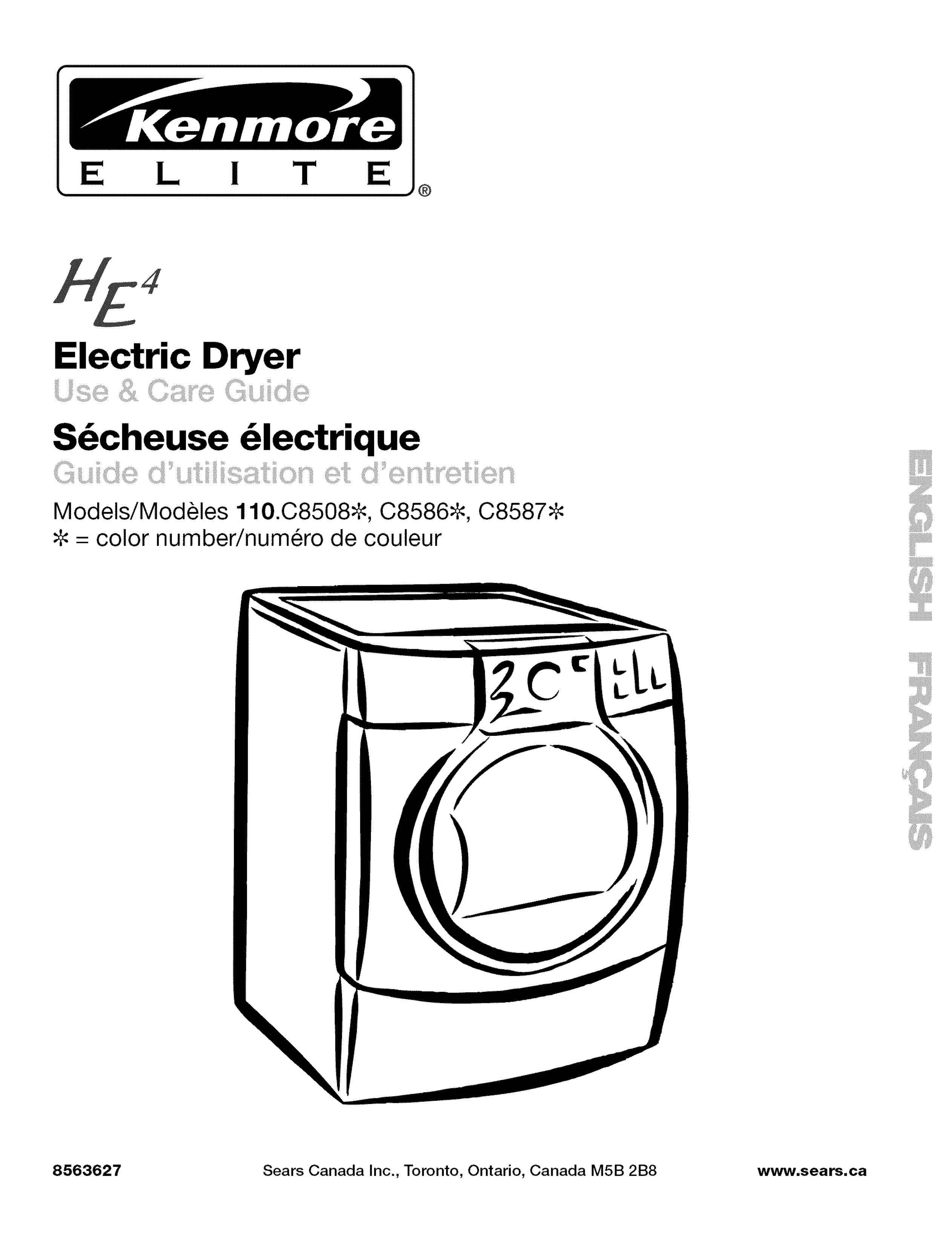 Kenmore 110.C8508 Clothes Dryer User Manual
