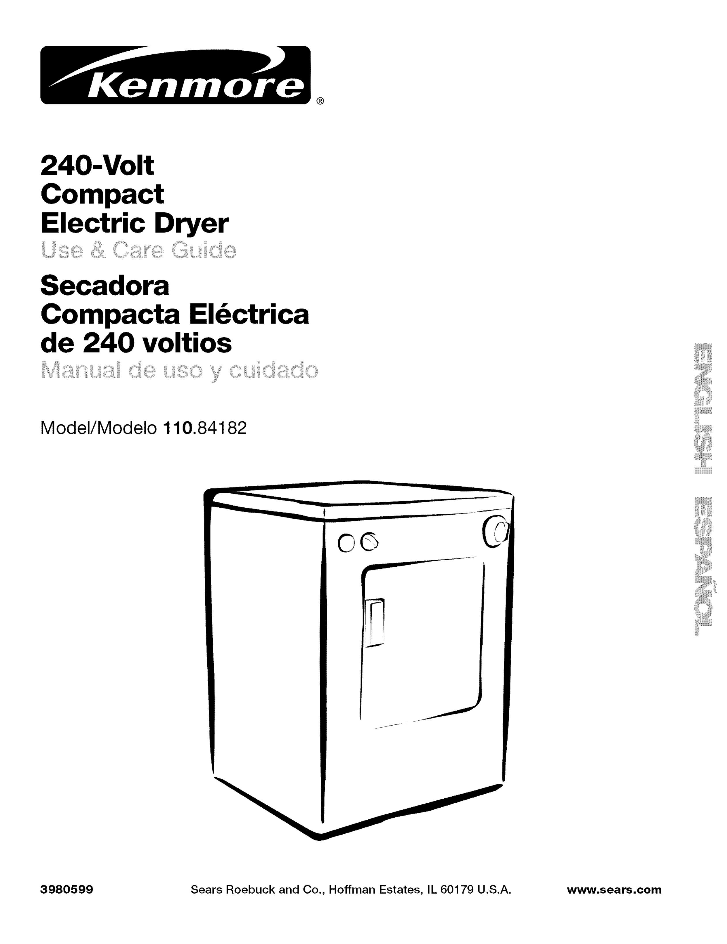 Kenmore 240-Volt Compact Electric Dryer Clothes Dryer User Manual