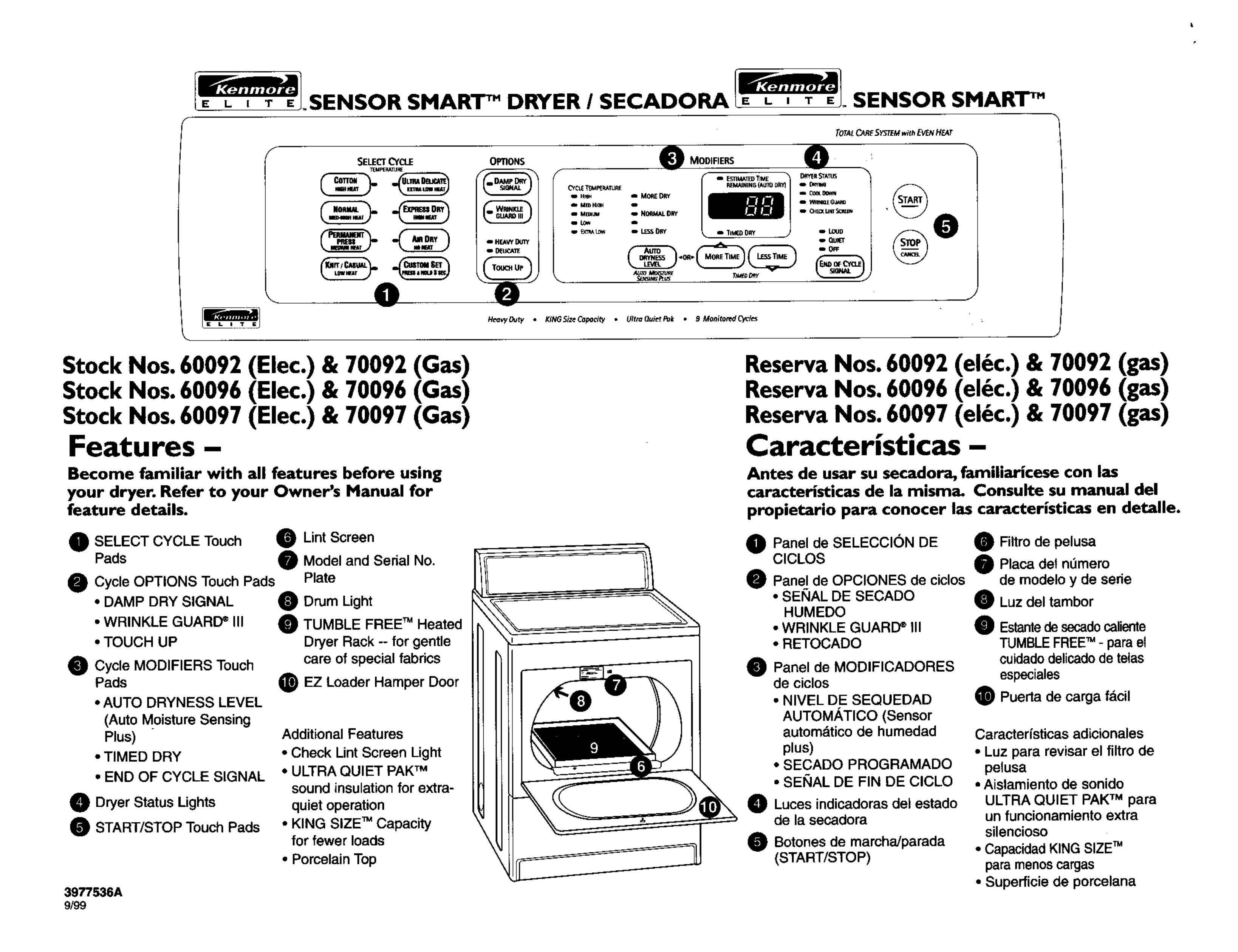 Kenmore 60092 Clothes Dryer User Manual