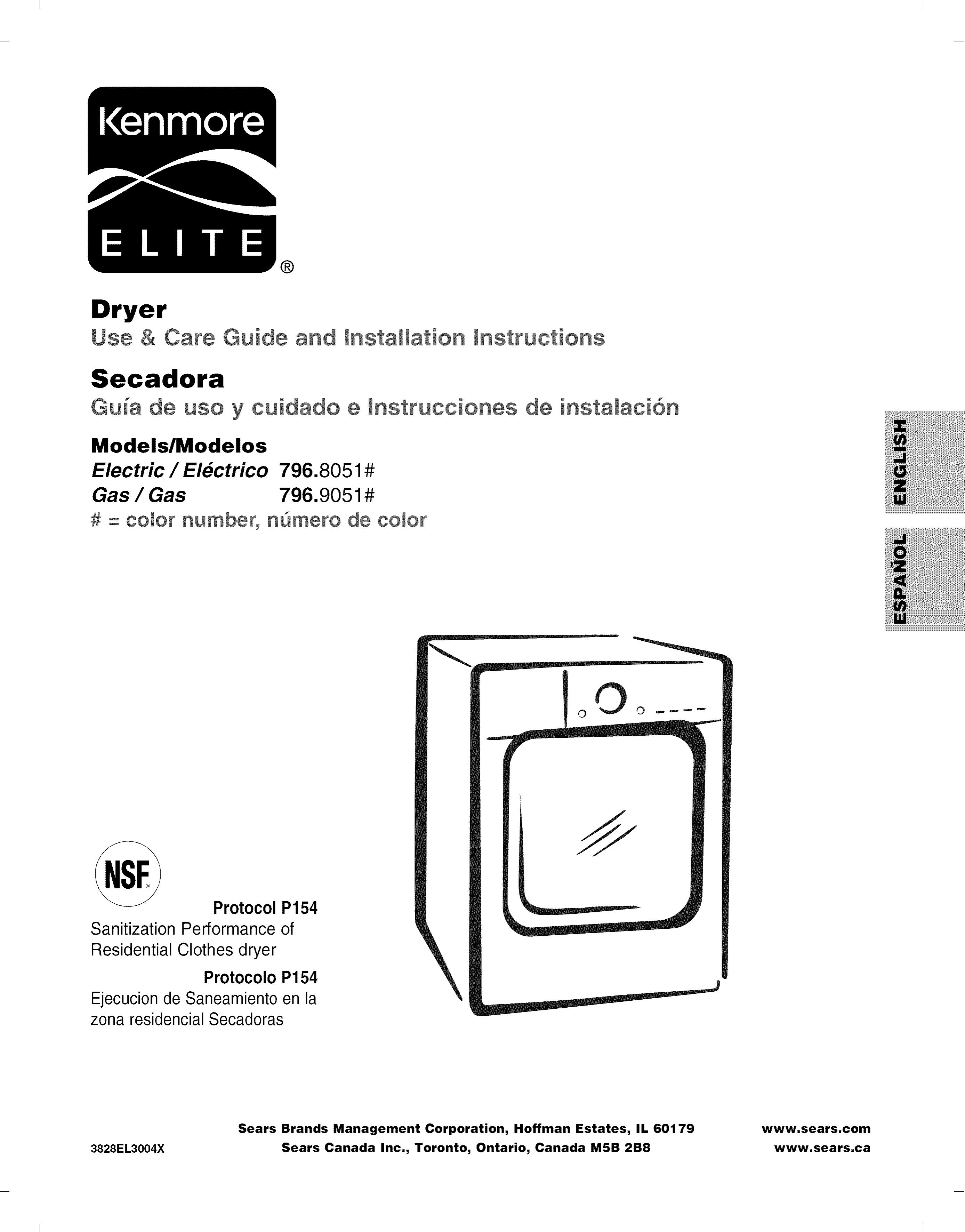 Kenmore 796.8051 Clothes Dryer User Manual