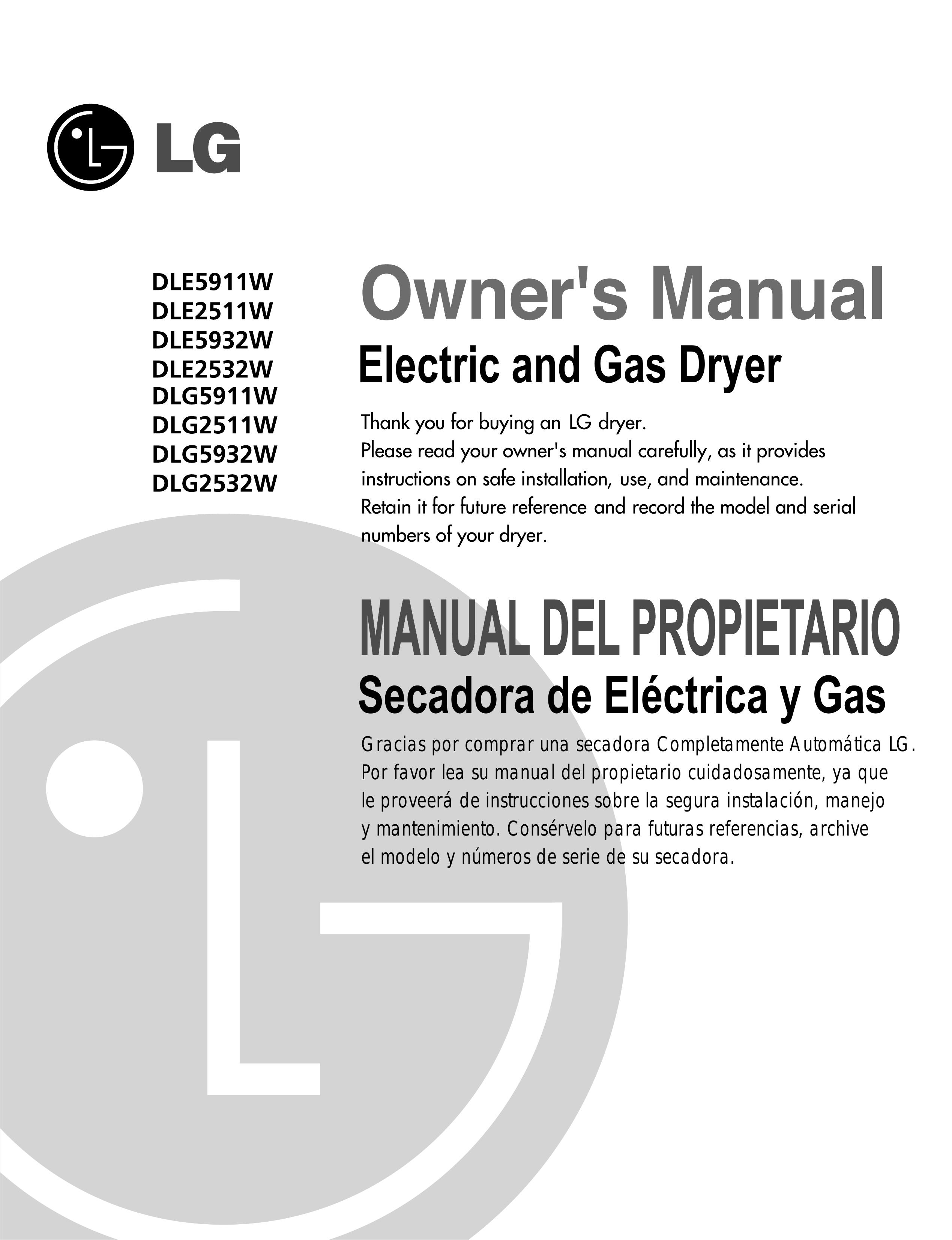 LG Electronics D2511W Clothes Dryer User Manual