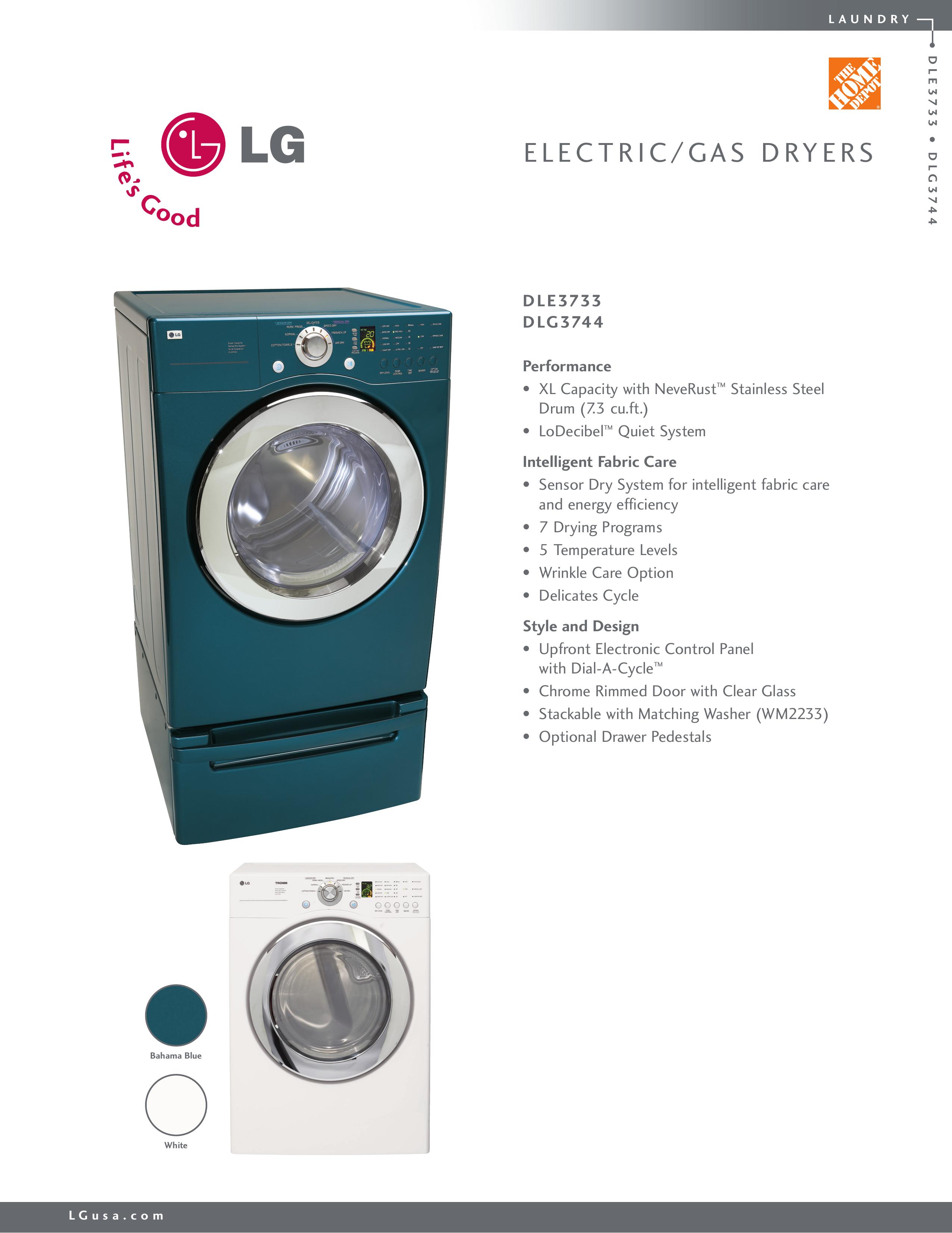 LG Electronics D3744 Clothes Dryer User Manual