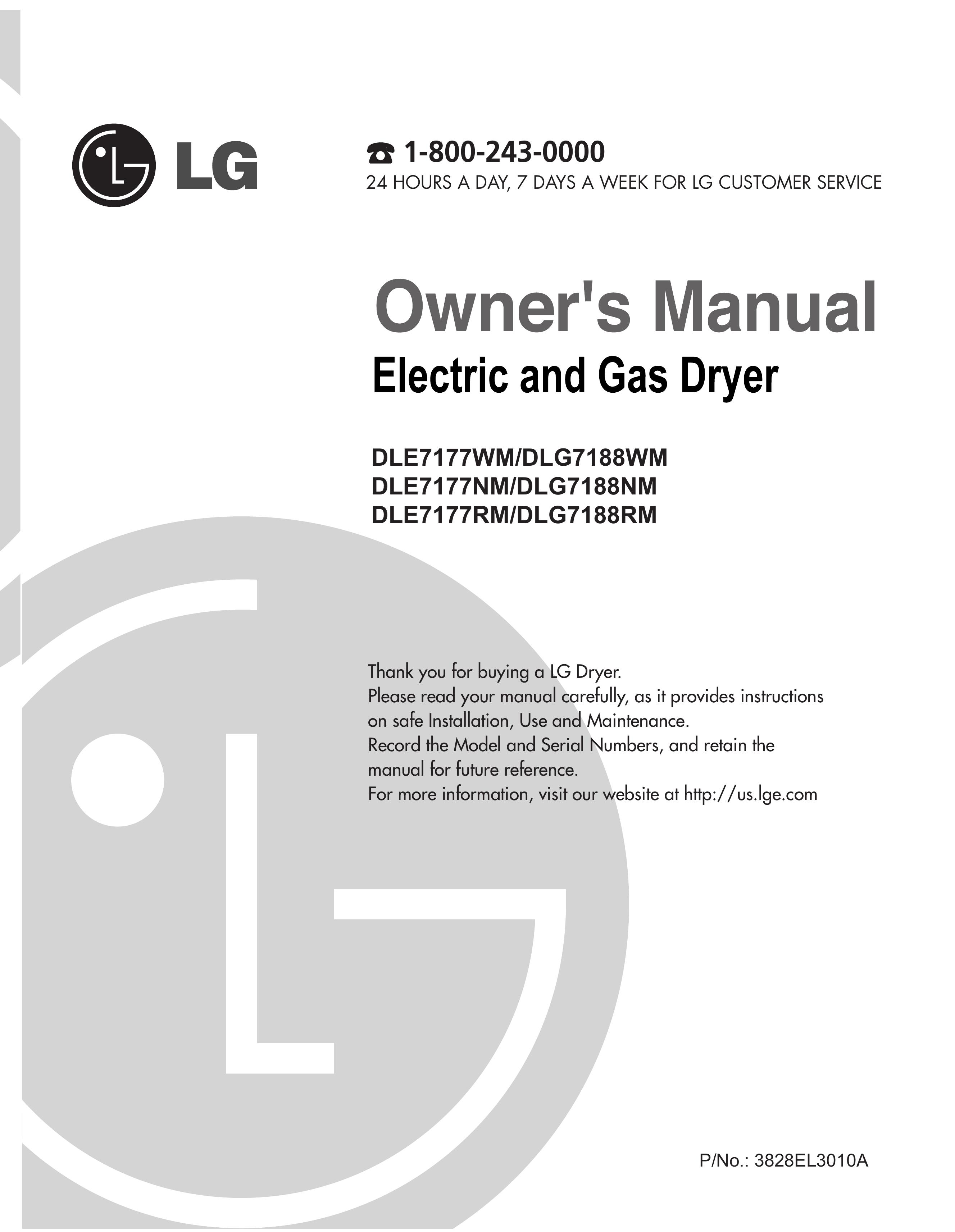 LG Electronics D7188RM Clothes Dryer User Manual
