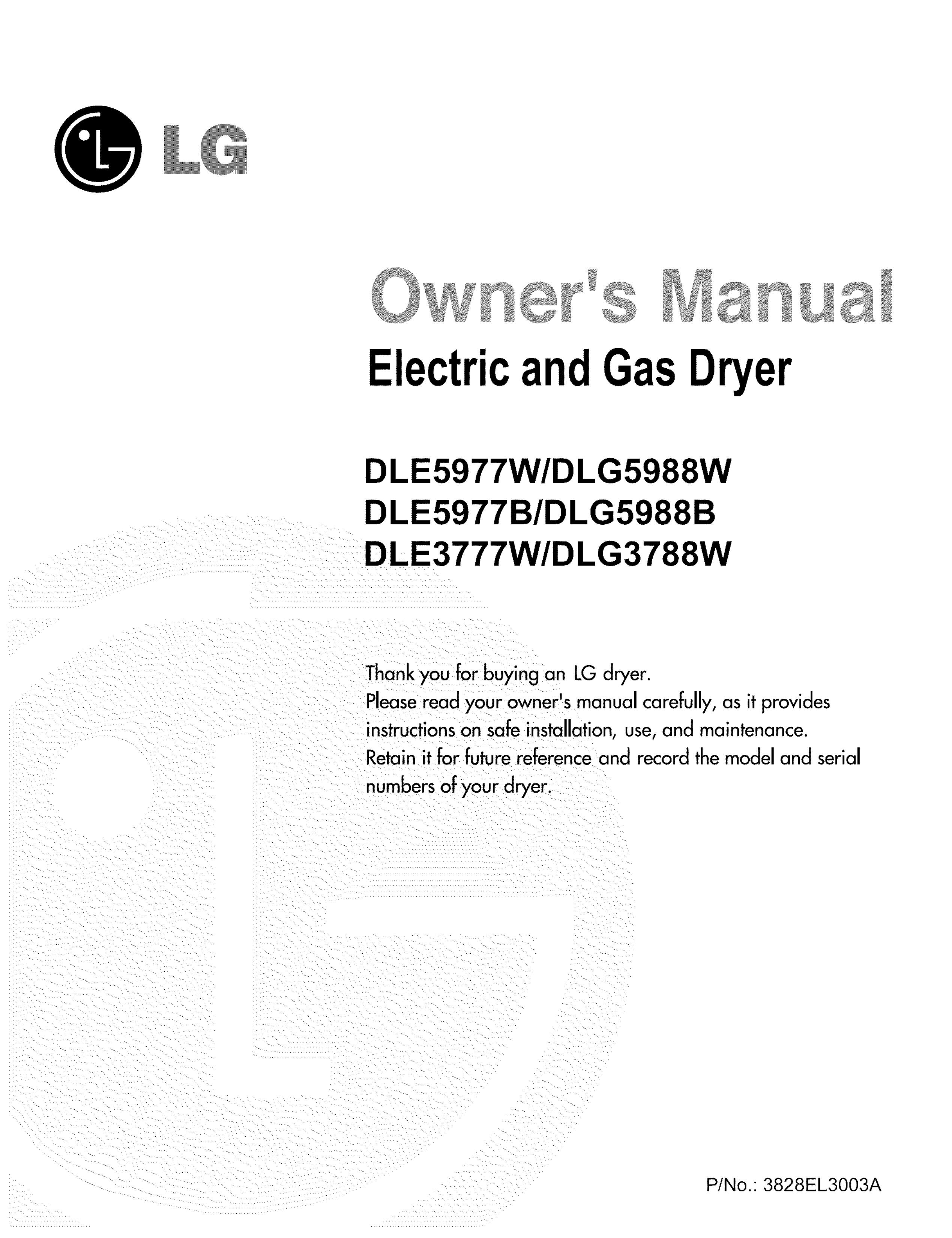 LG Electronics DLE 5977 B Clothes Dryer User Manual
