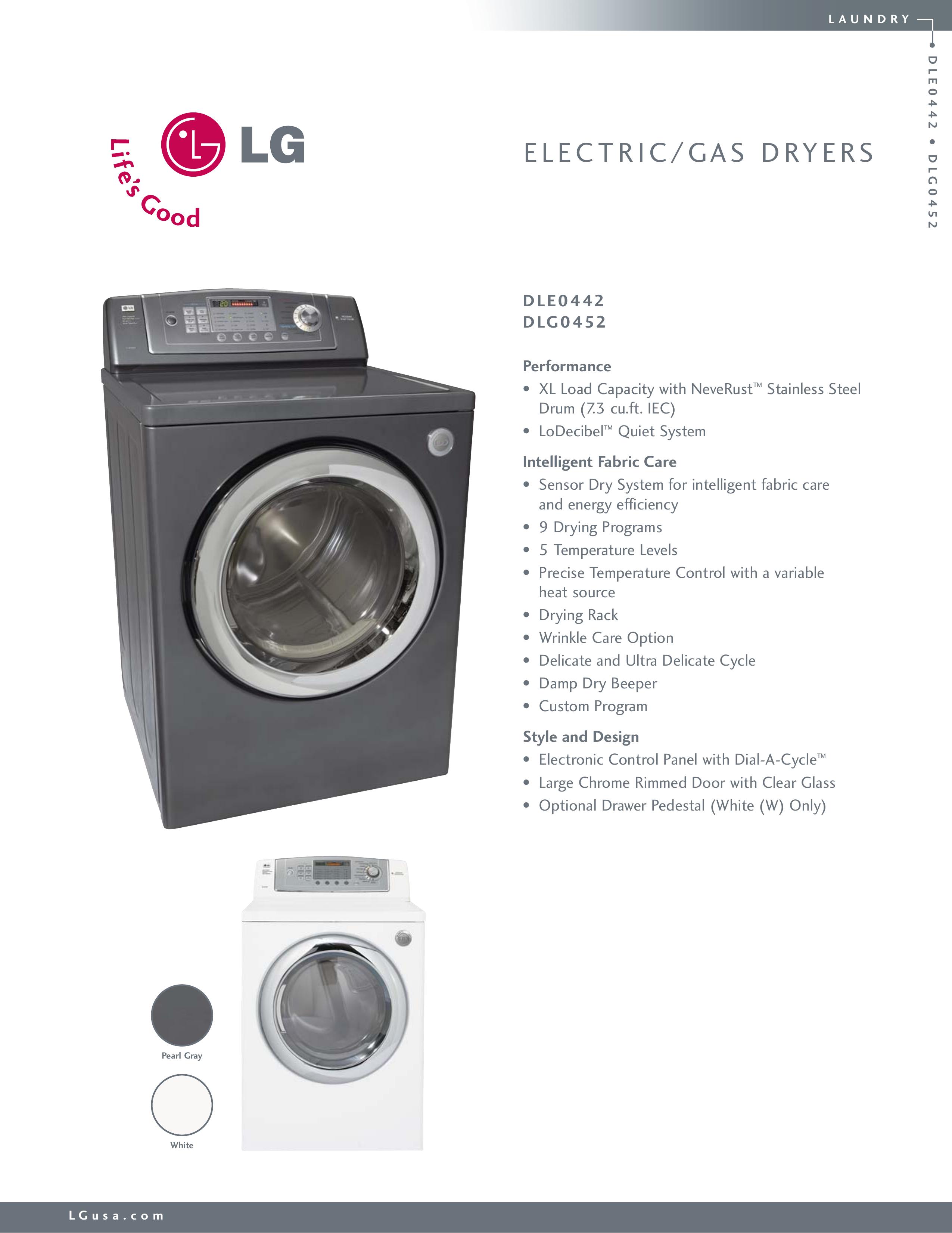 LG Electronics DLE0442 Clothes Dryer User Manual