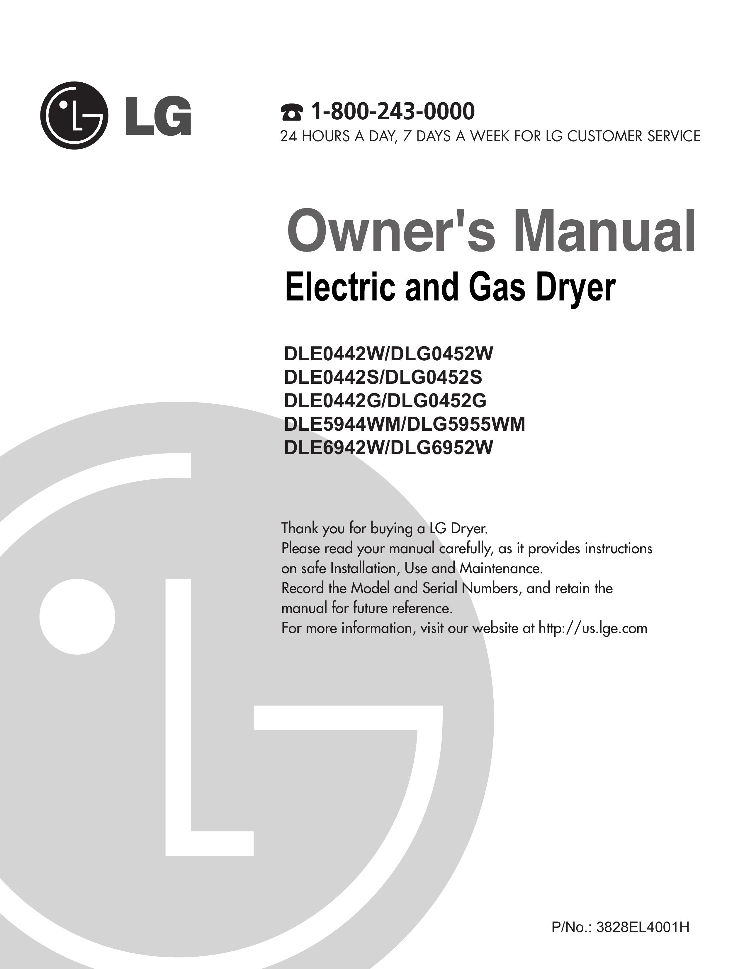 LG Electronics DLE0442G Clothes Dryer User Manual