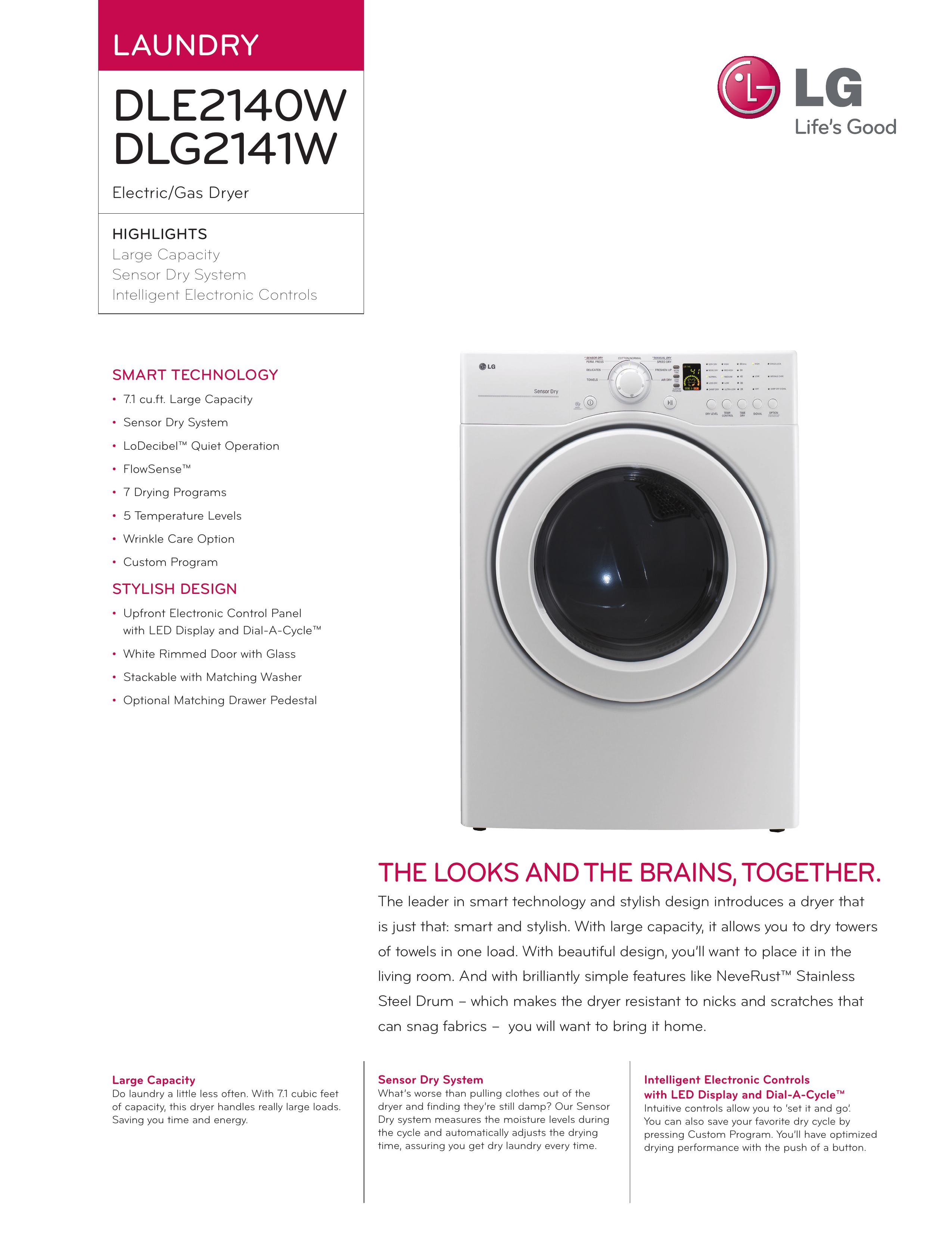 LG Electronics DLE2140W Clothes Dryer User Manual