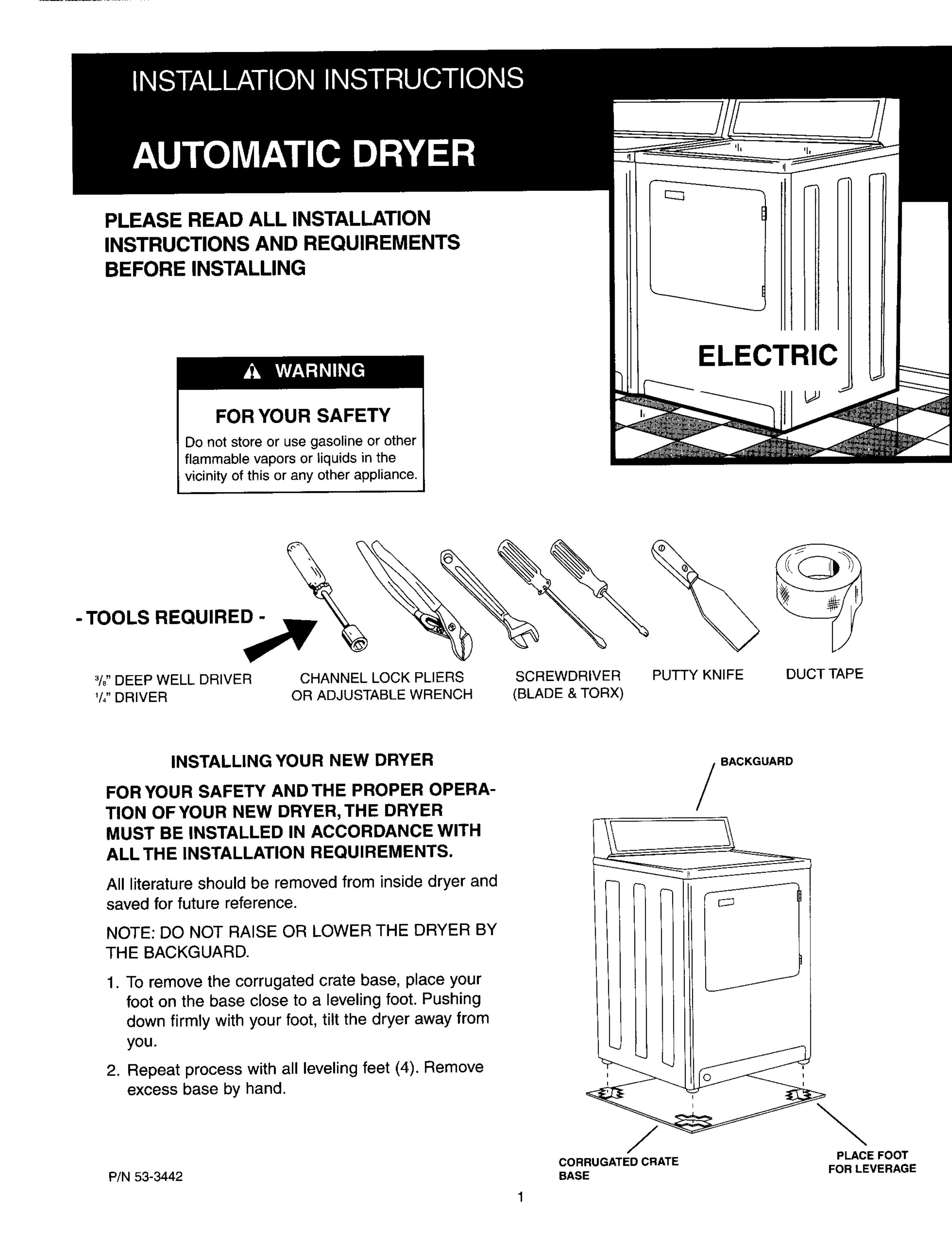 Maytag 53-3442 Clothes Dryer User Manual