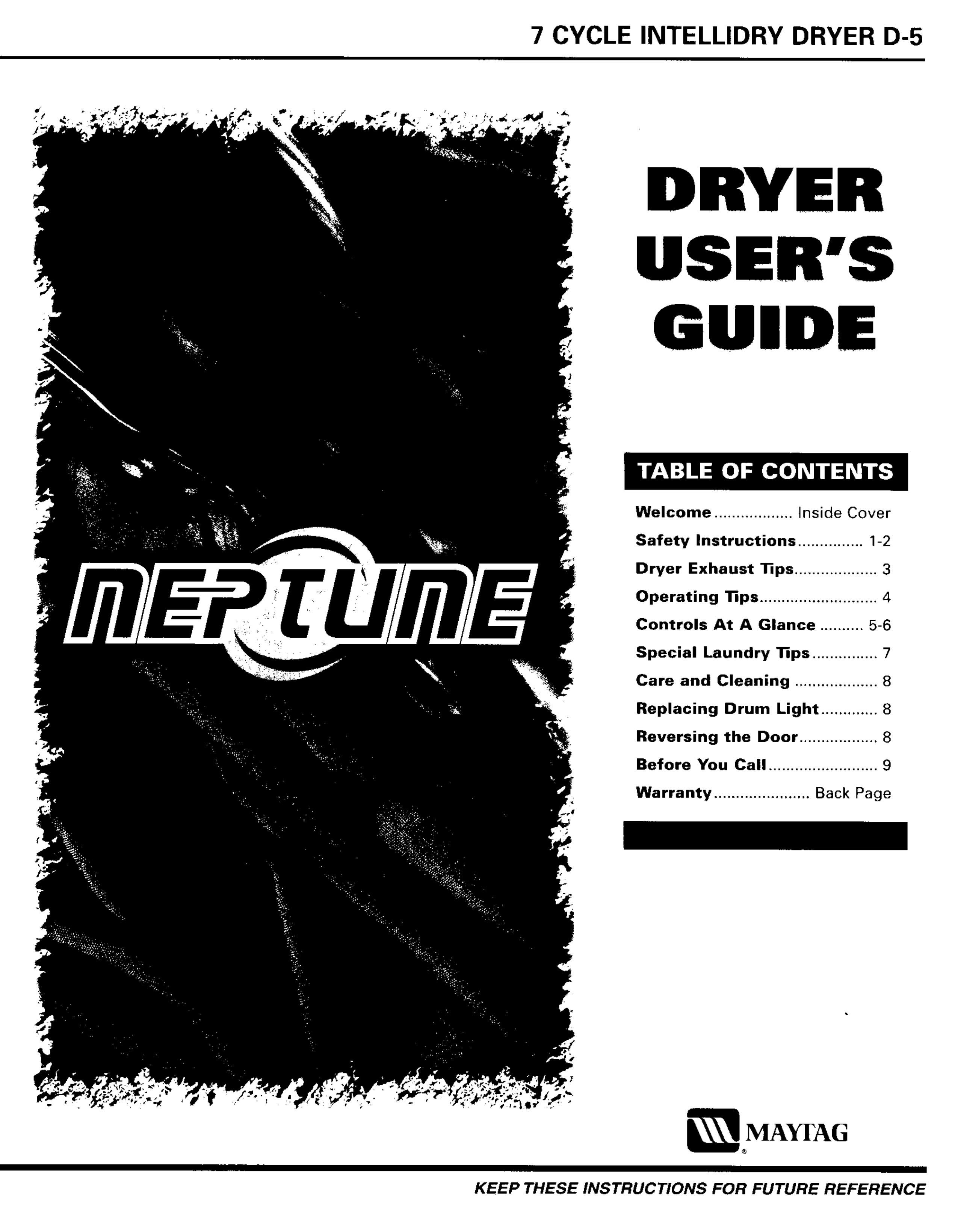 Maytag D-5 Clothes Dryer User Manual