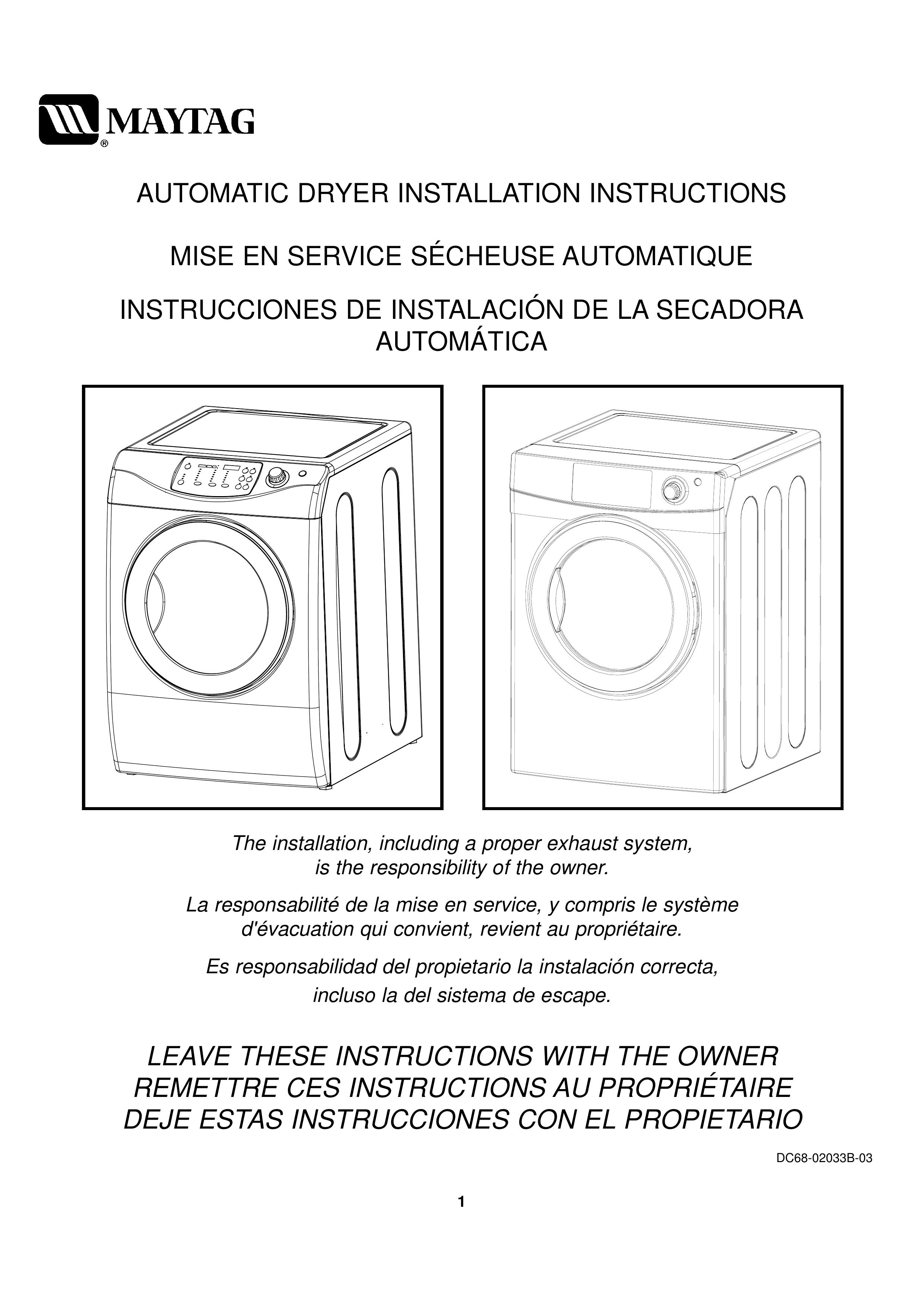 Maytag DC68-02033B-03 Clothes Dryer User Manual