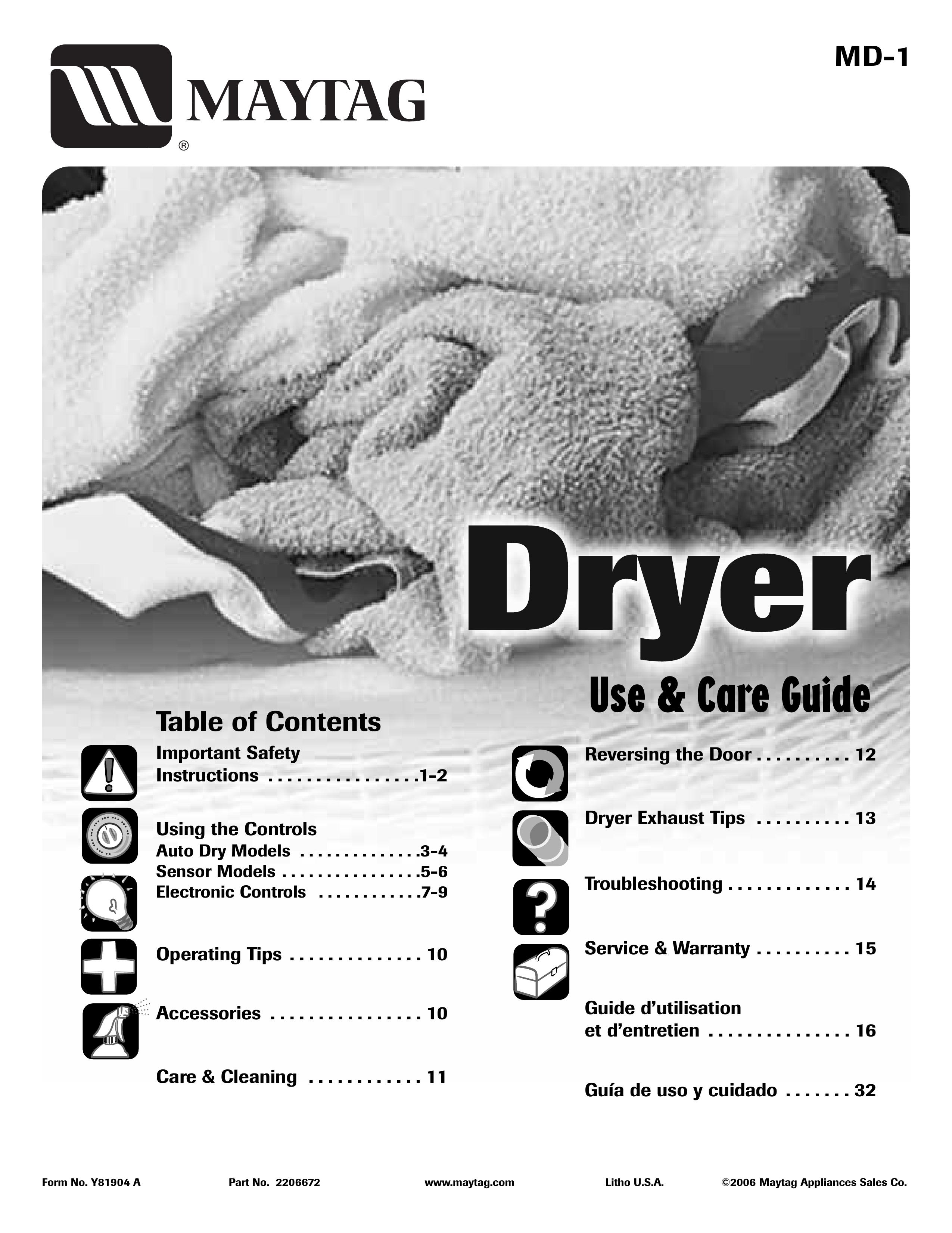Maytag MD-1 Clothes Dryer User Manual