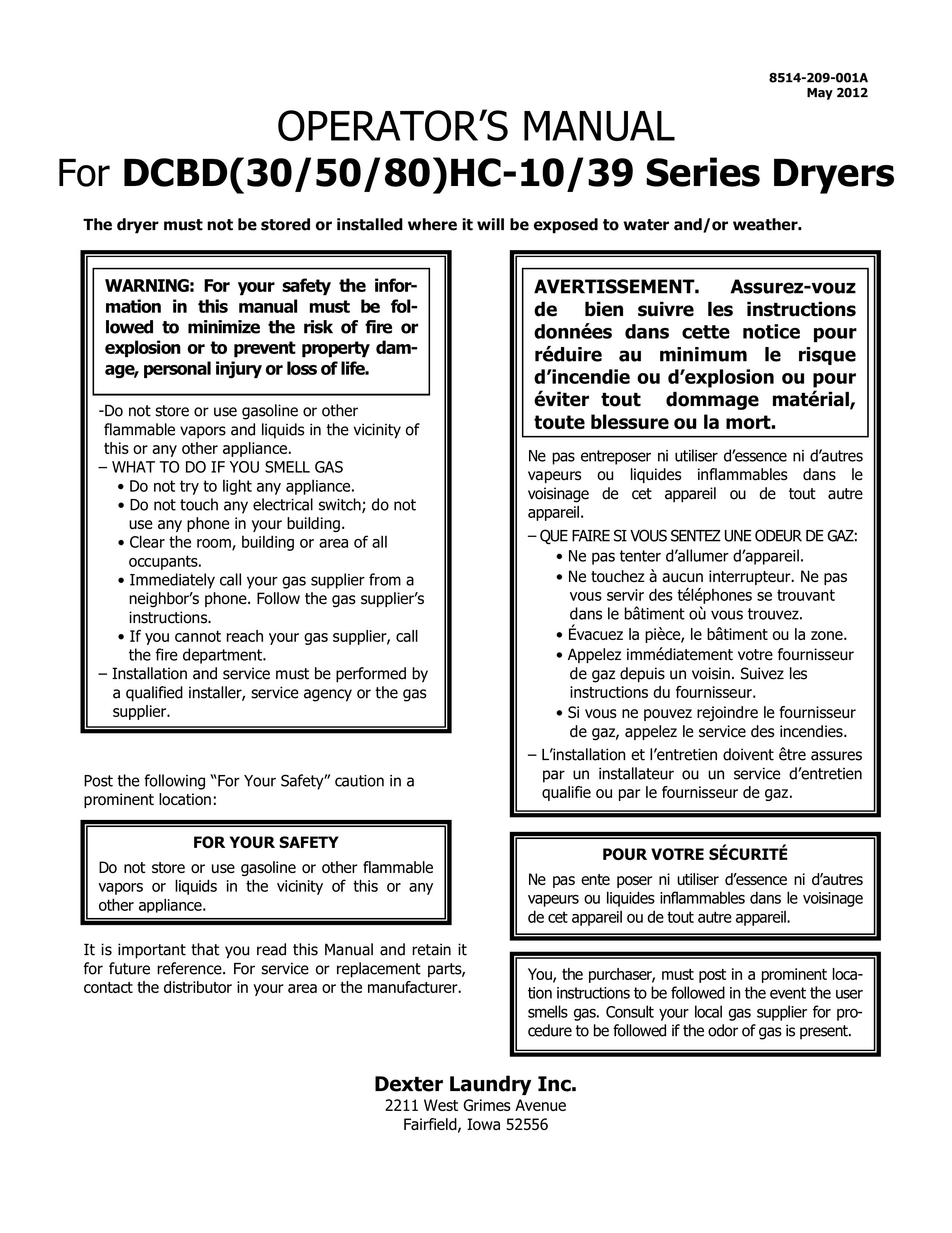 MRV Communications DCBD 30 Clothes Dryer User Manual