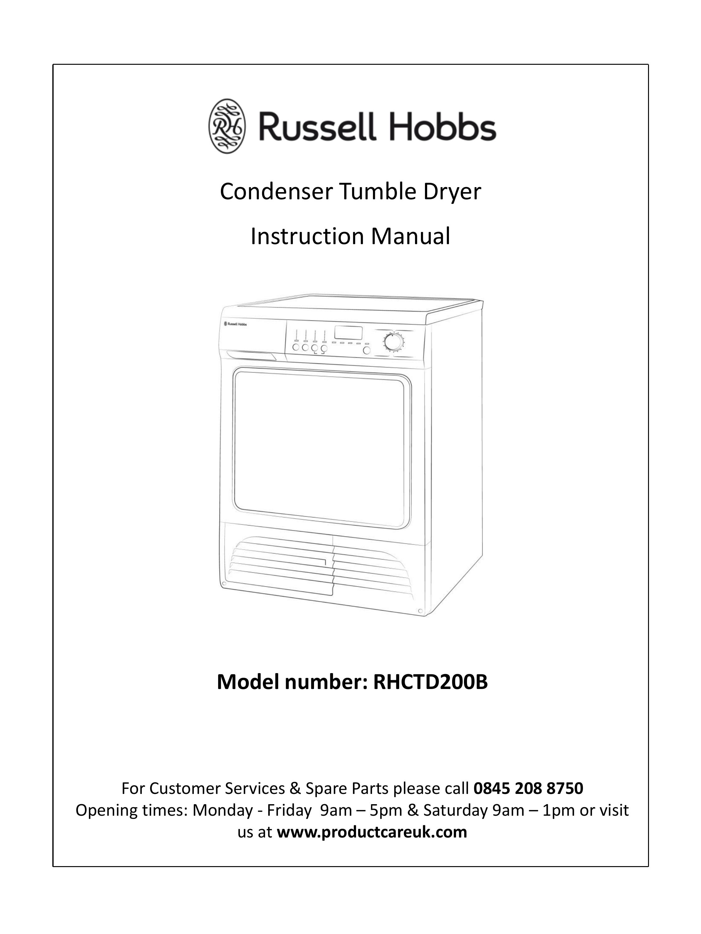 Russell Hobbs RHCTD200B Clothes Dryer User Manual