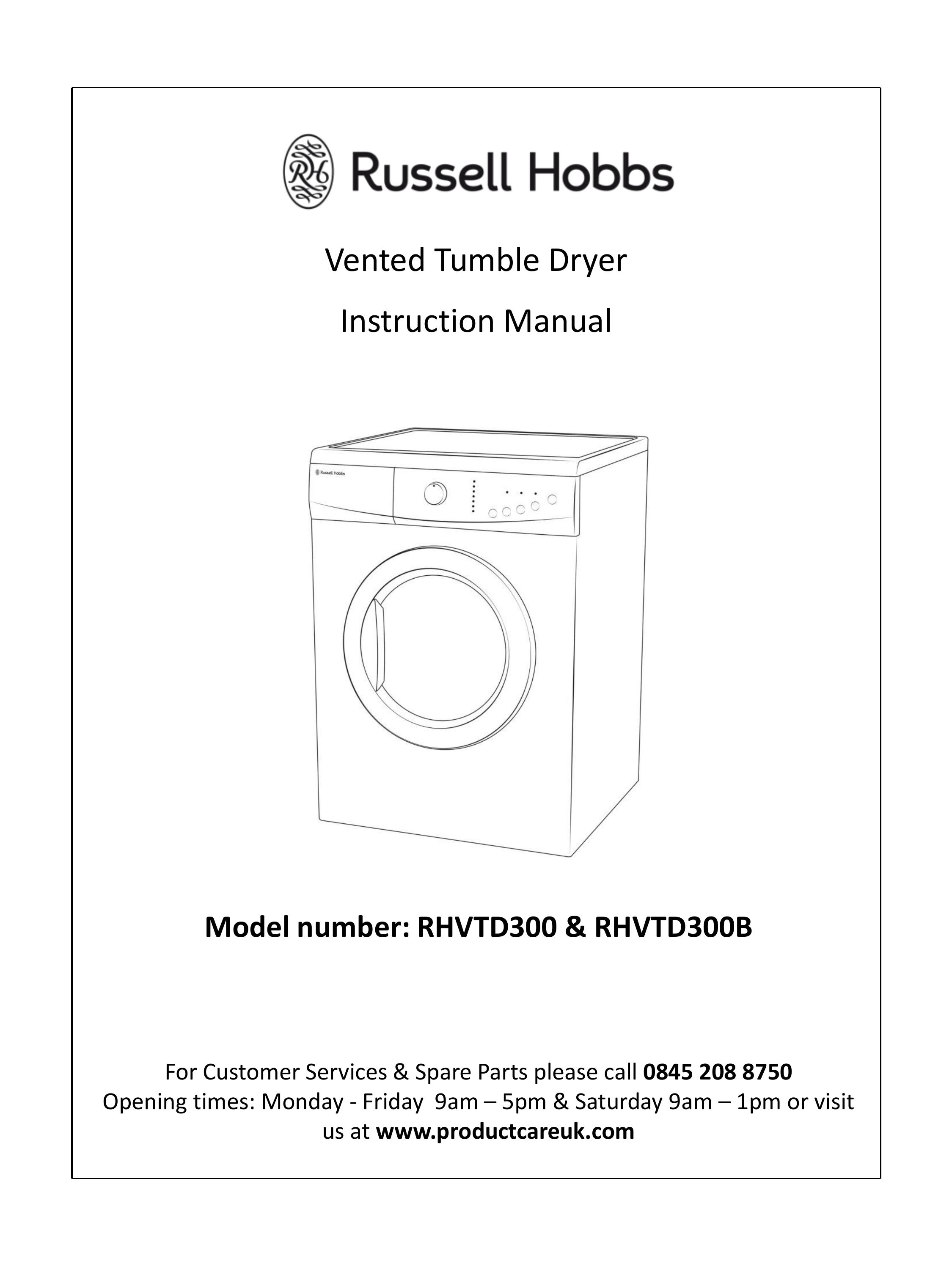 Russell Hobbs RHVTD300B Clothes Dryer User Manual