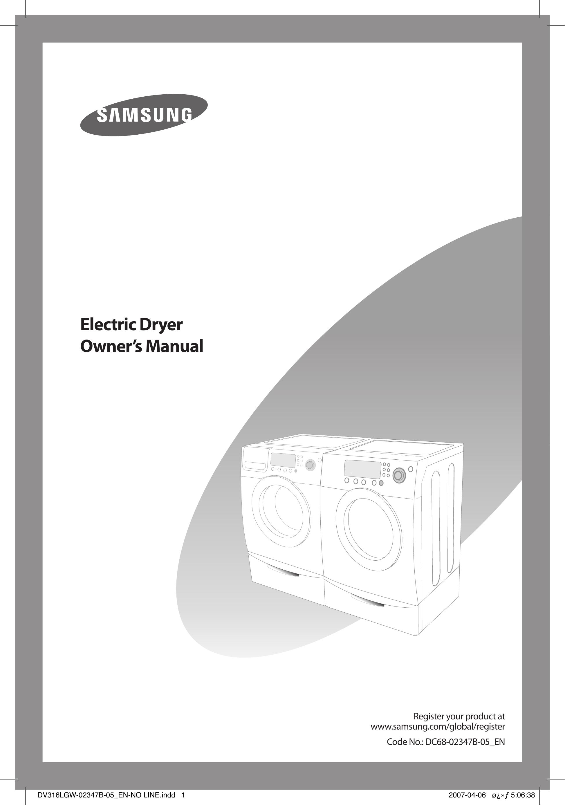 Samsung DC68-02347B-05 Clothes Dryer User Manual