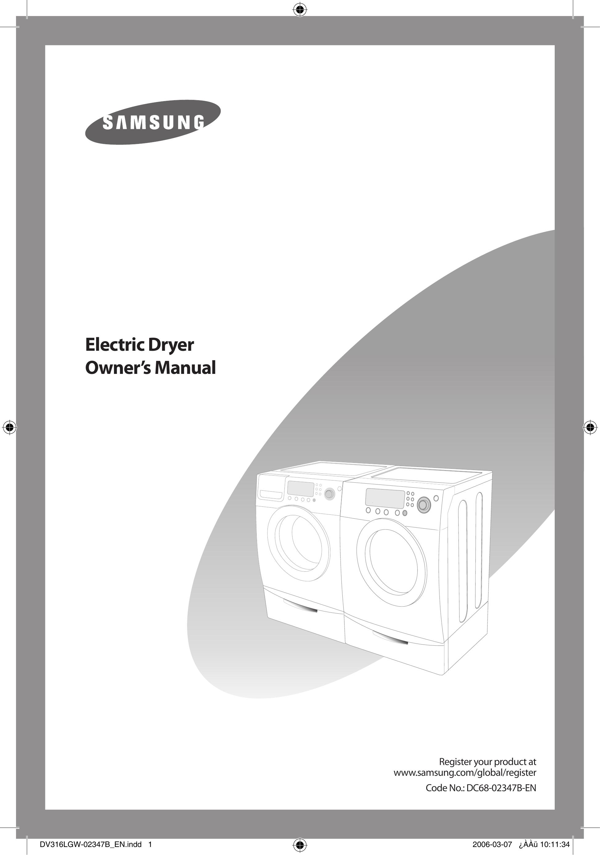 Samsung DC68-02347B-EN Clothes Dryer User Manual