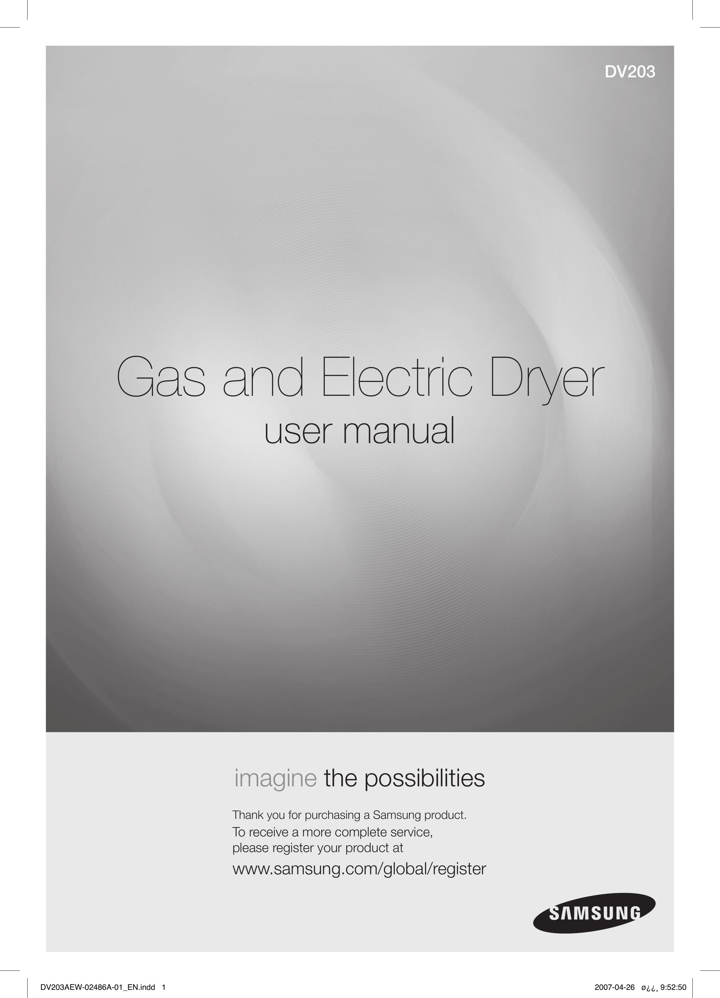 Samsung DV203 Clothes Dryer User Manual