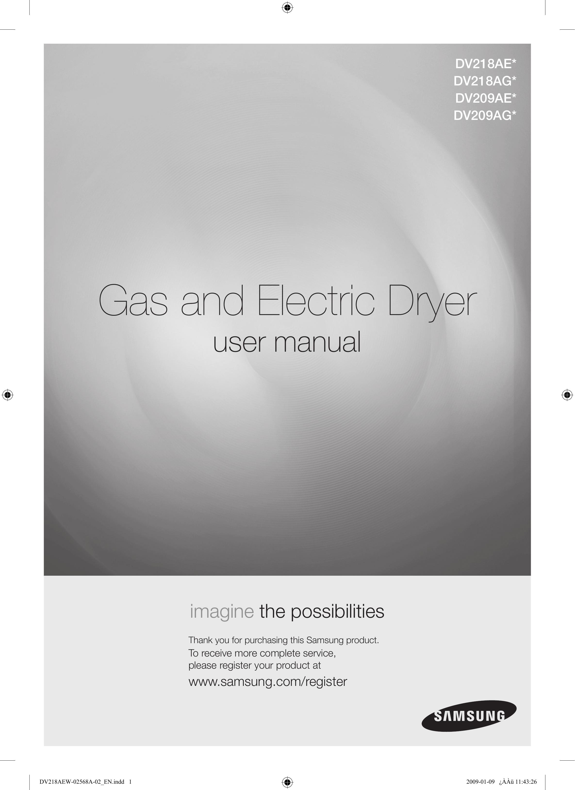 Samsung DV209AG Clothes Dryer User Manual