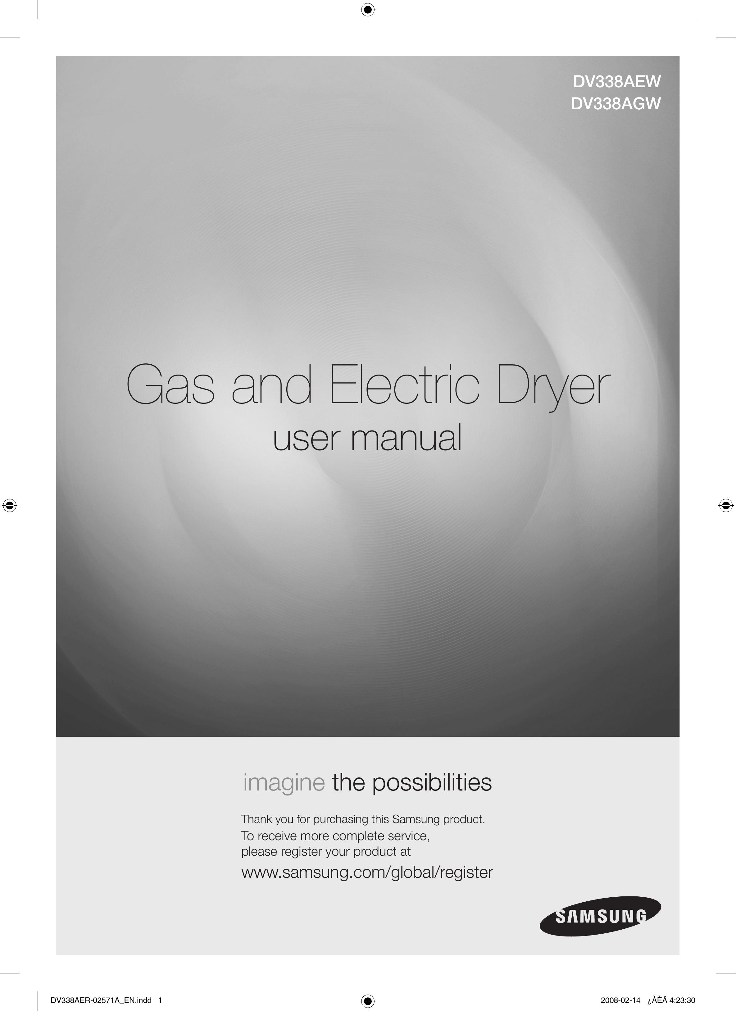 Samsung DV338AGW Clothes Dryer User Manual