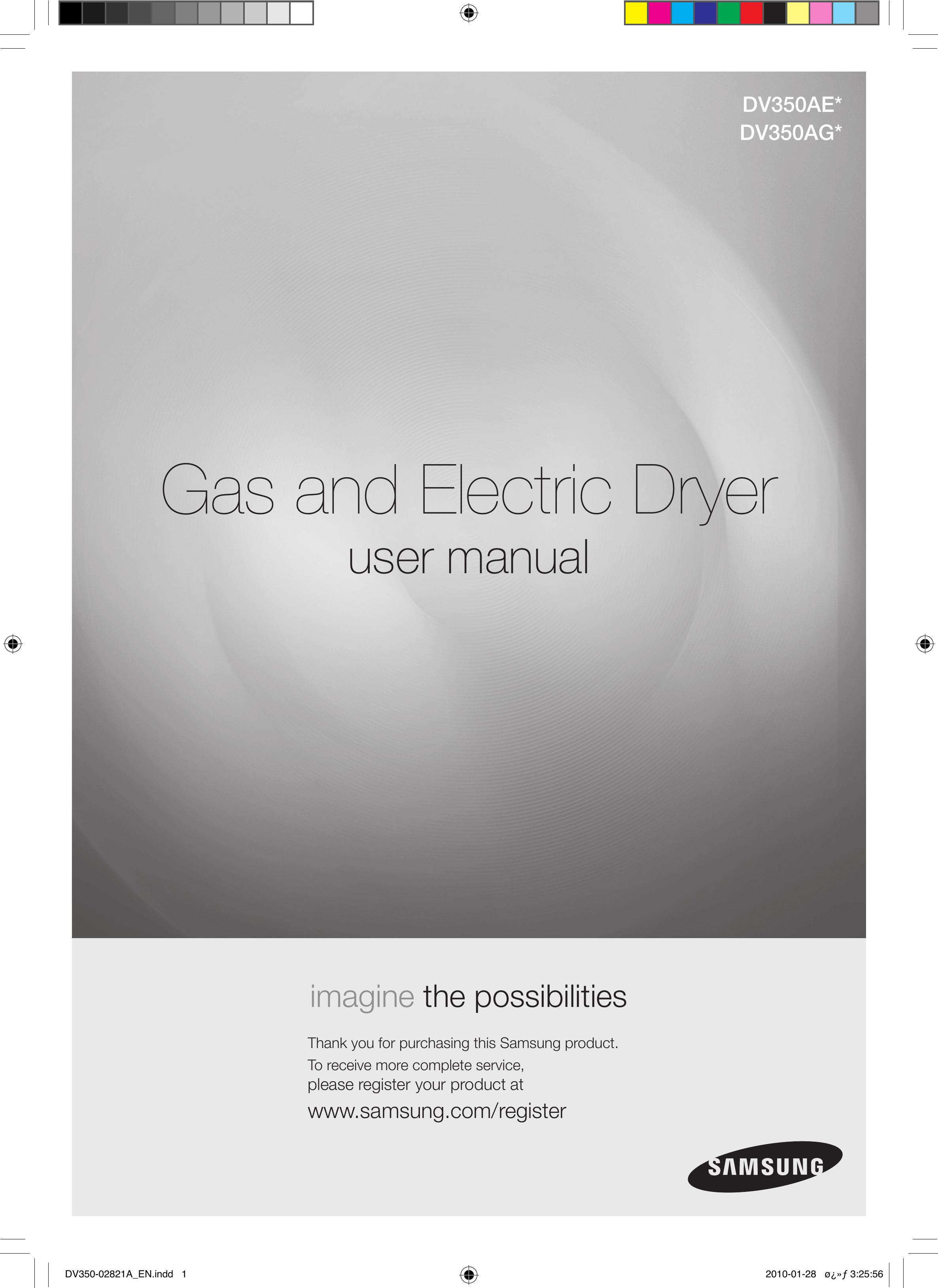 Samsung DV350AG* Clothes Dryer User Manual