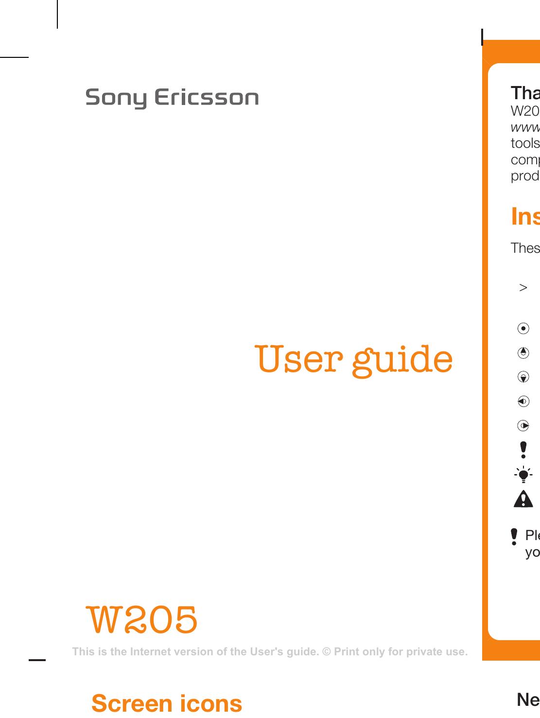 Sony Ericsson W205 Clothes Dryer User Manual