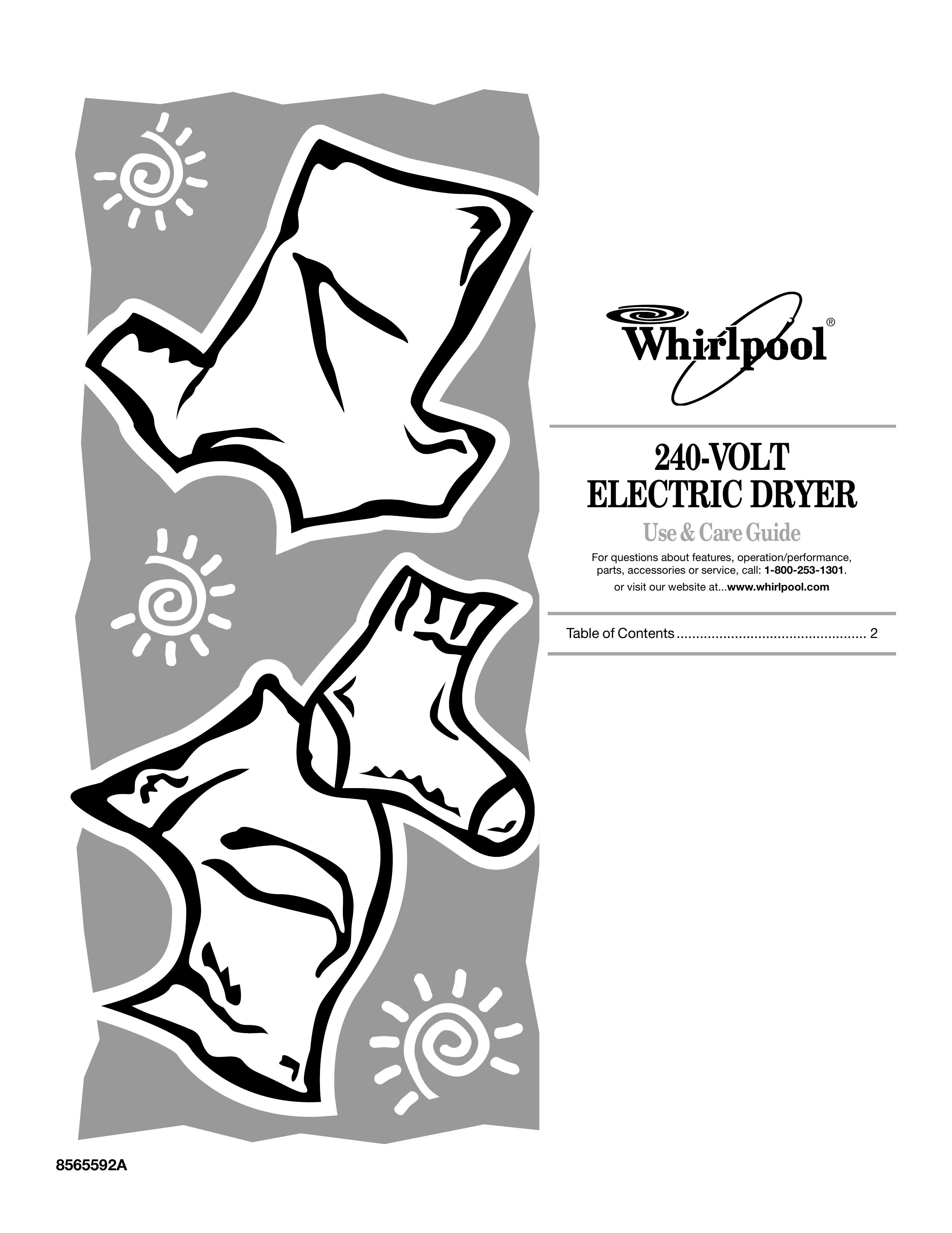 Whirlpool 240-VOLT ELECTRIC DRYER Clothes Dryer User Manual
