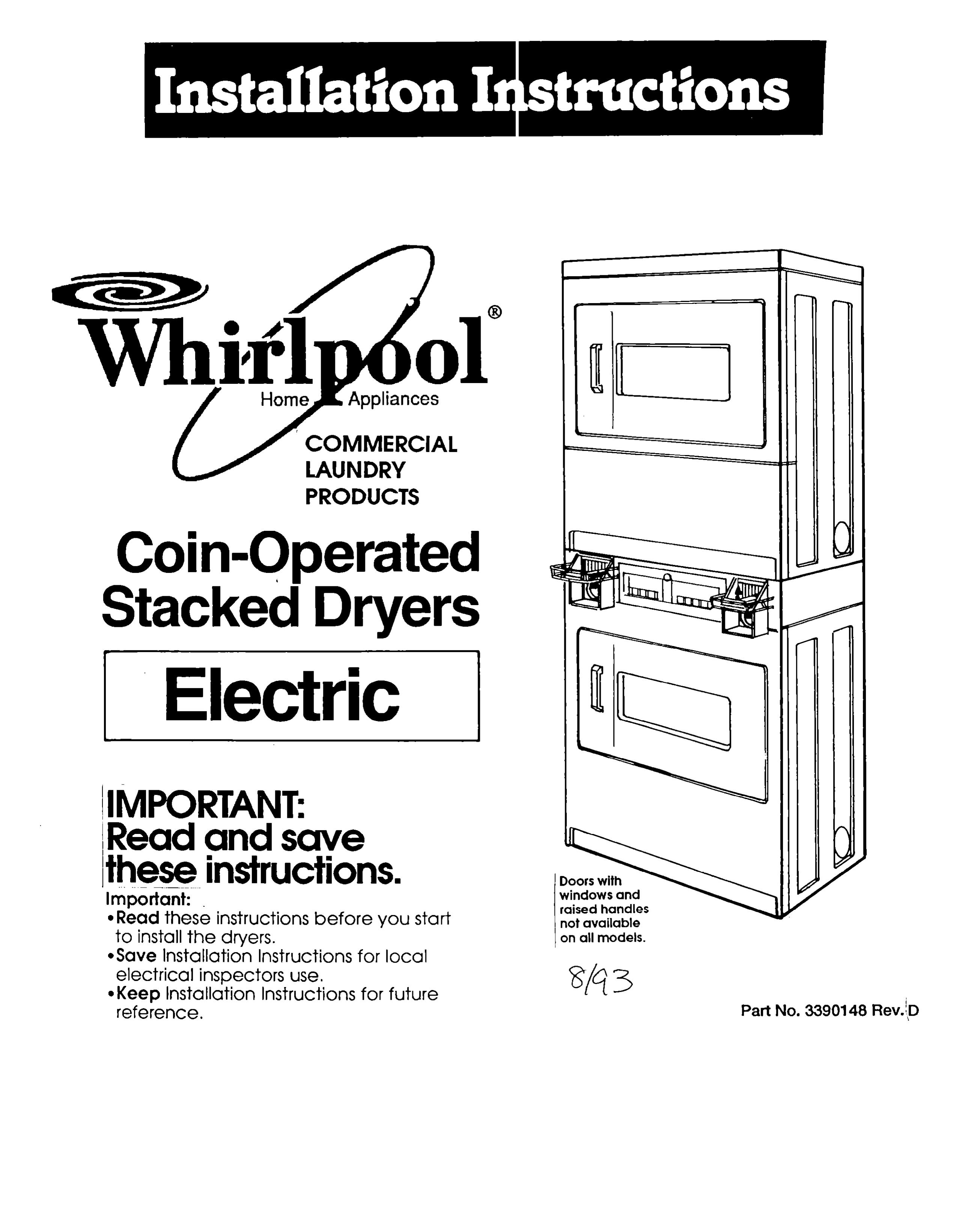 Whirlpool 3390148 Clothes Dryer User Manual