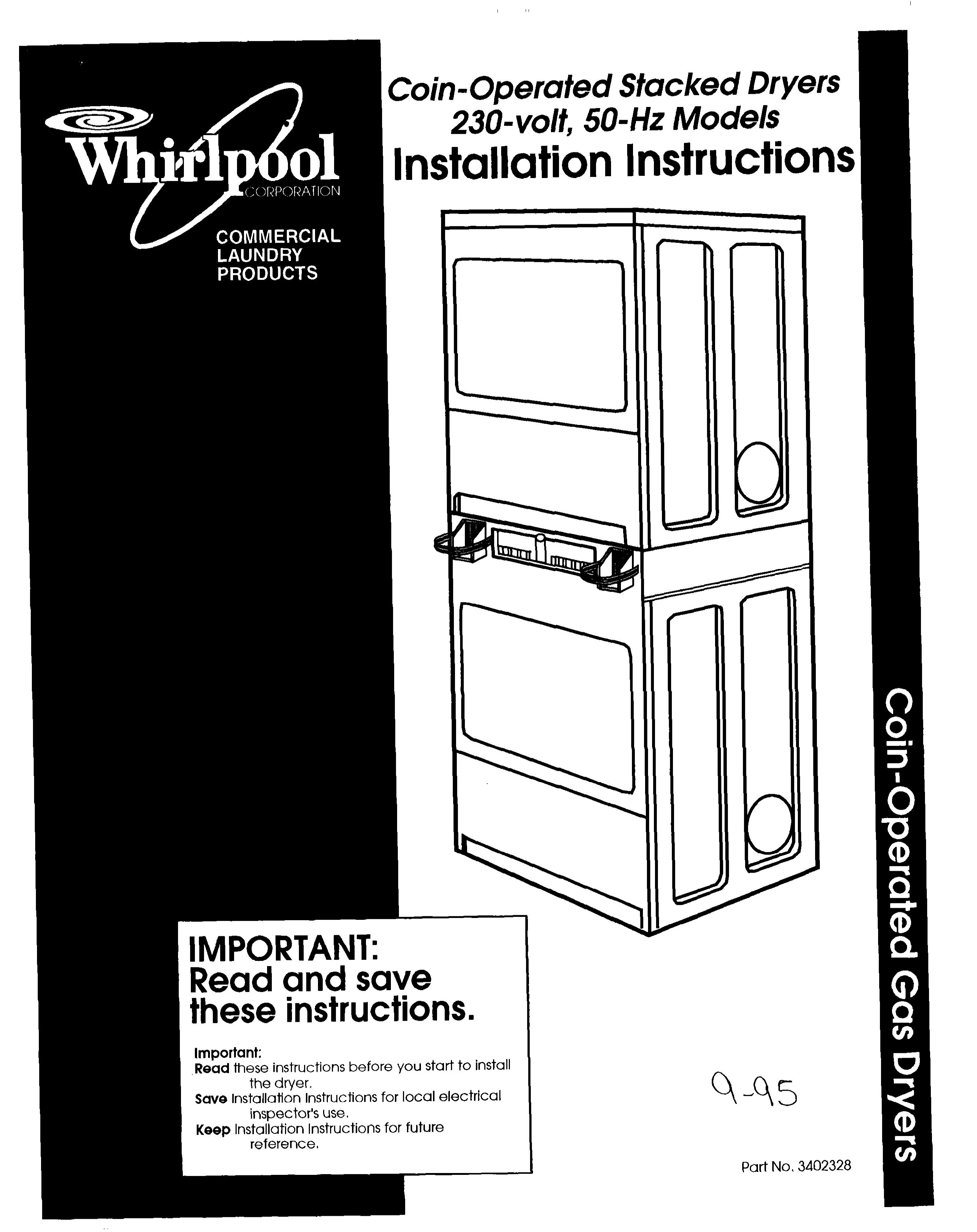 Whirlpool 3402328 Clothes Dryer User Manual